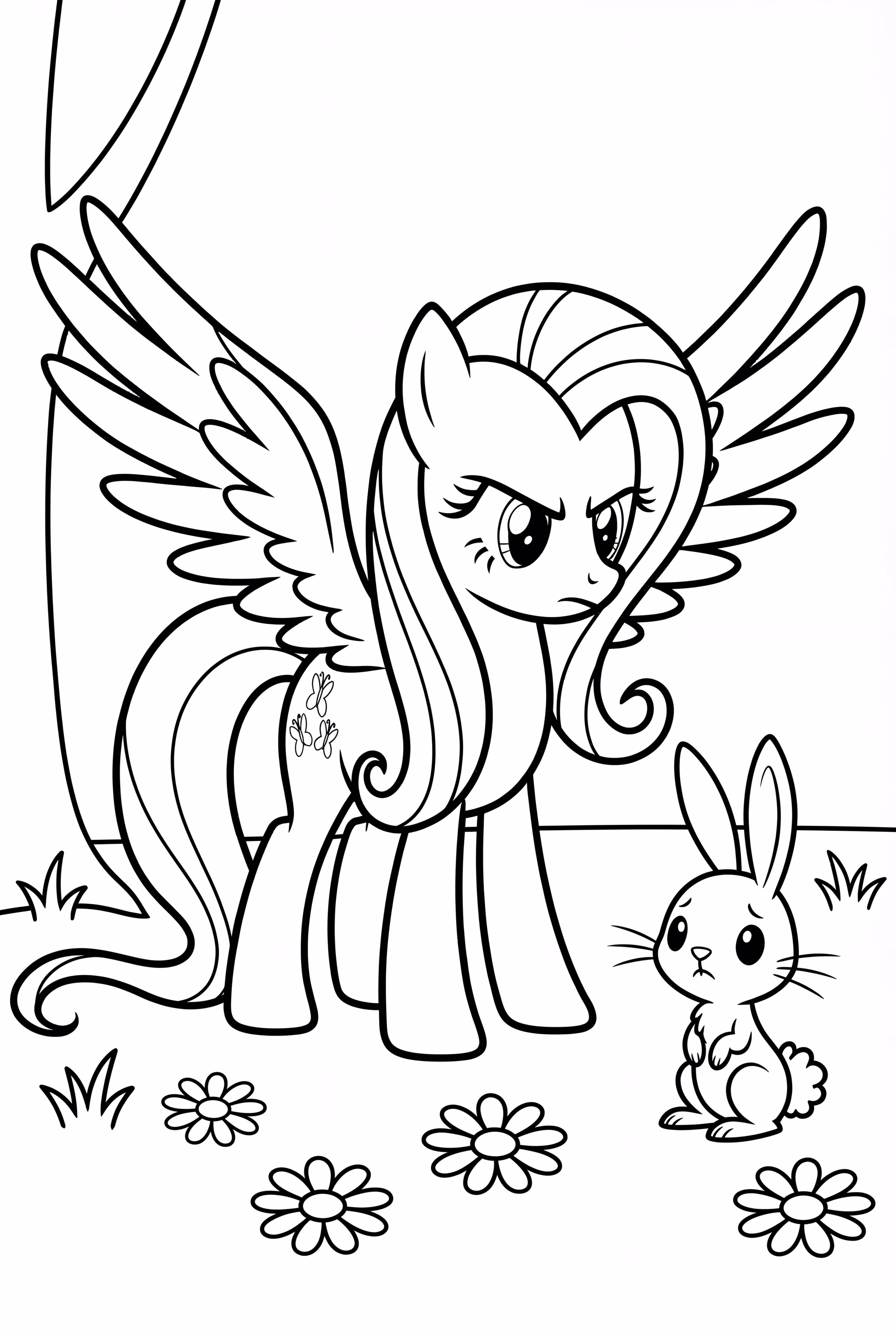 Fluttershy Using The Stare On A Rabbit