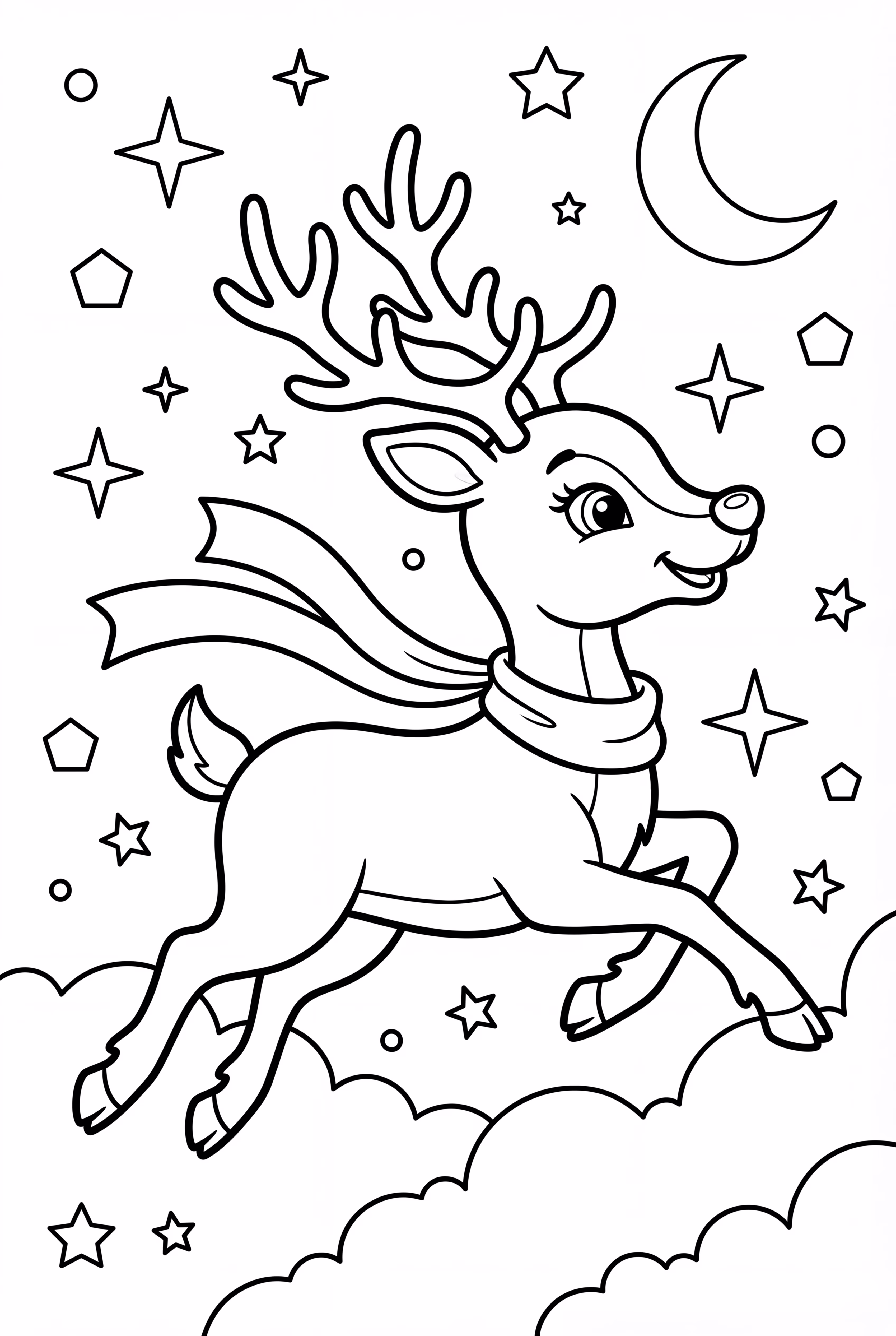 flying reindeer at night