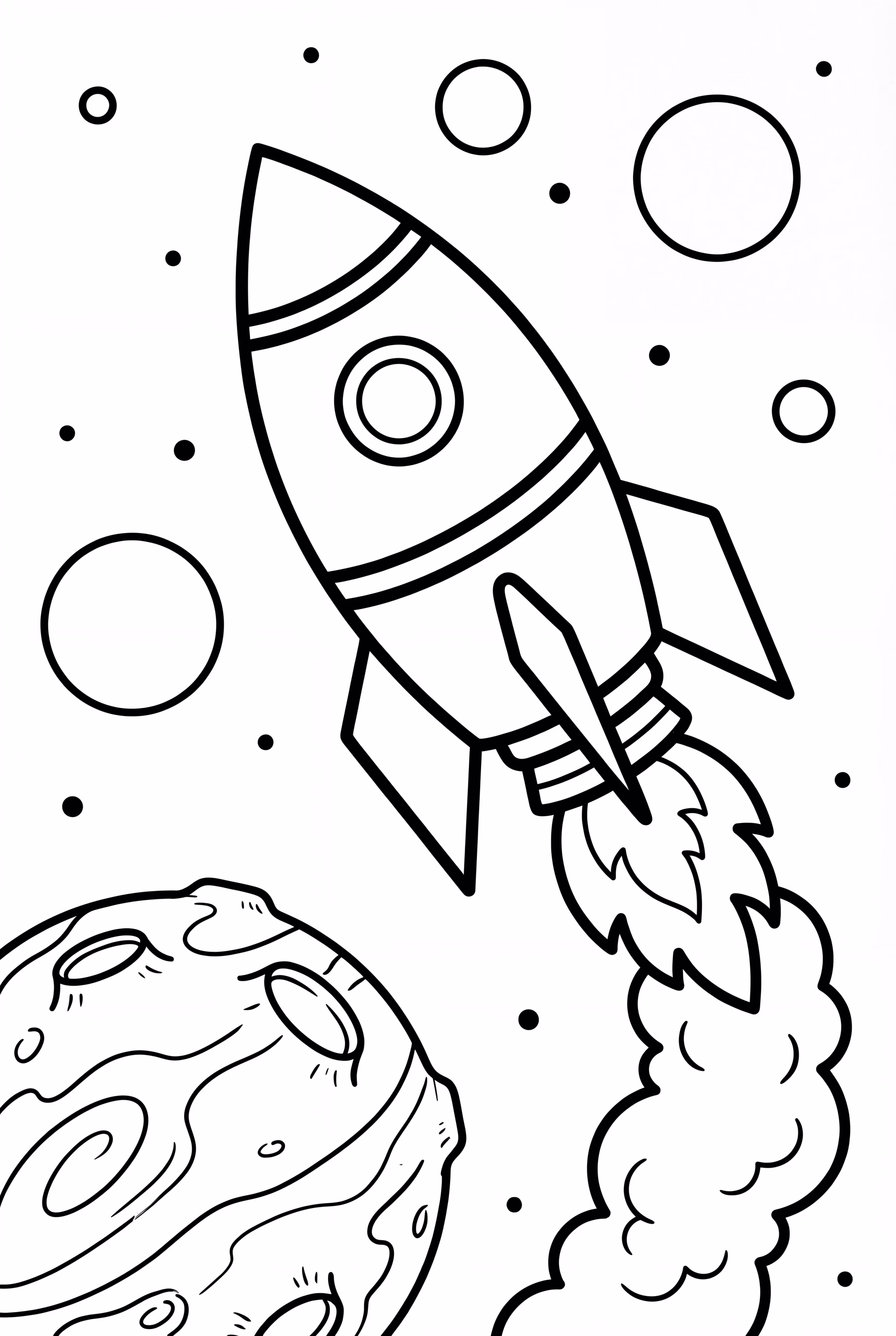 flying rocket on the space