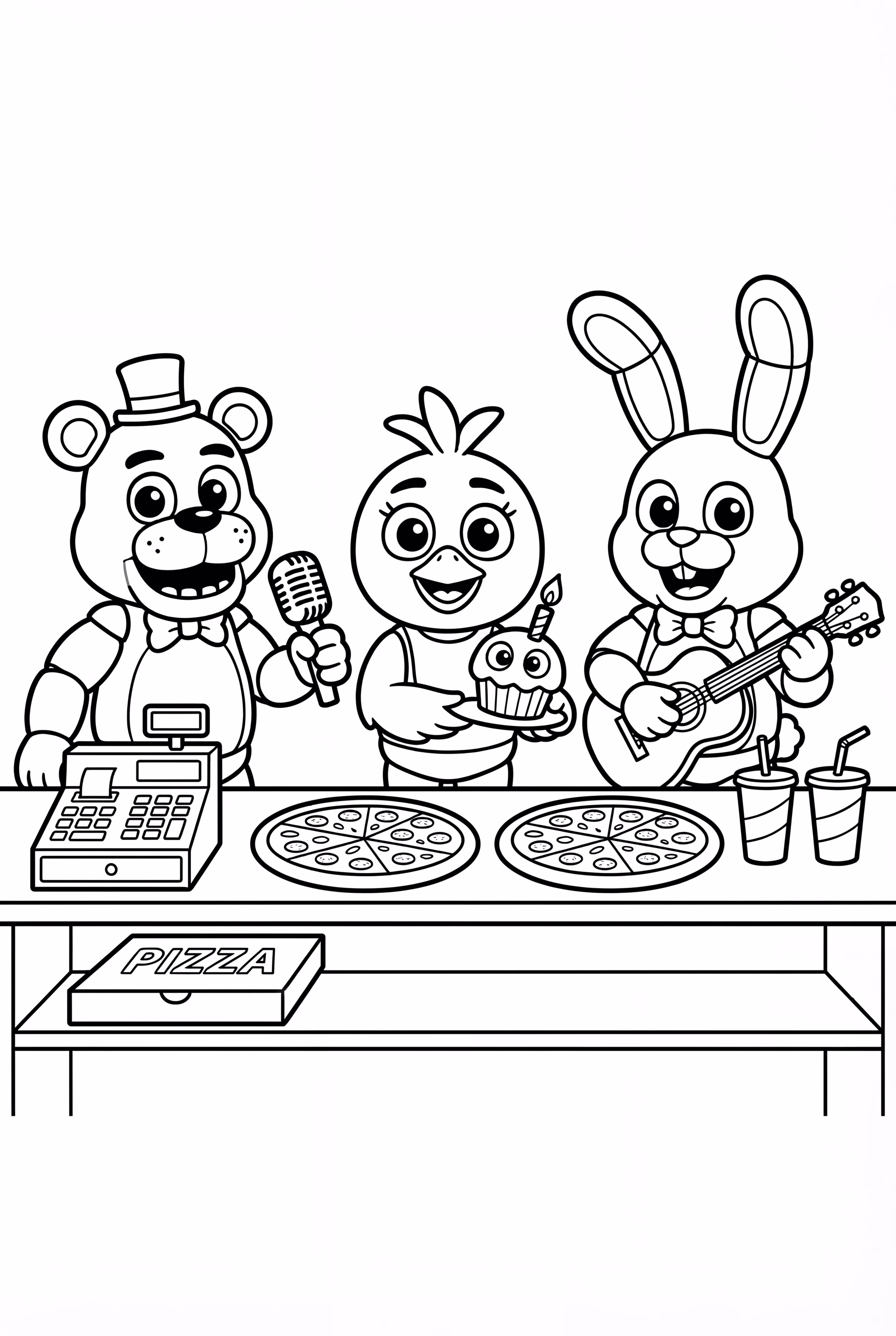 Vitrine de comptoir de la pizzeria FNAF