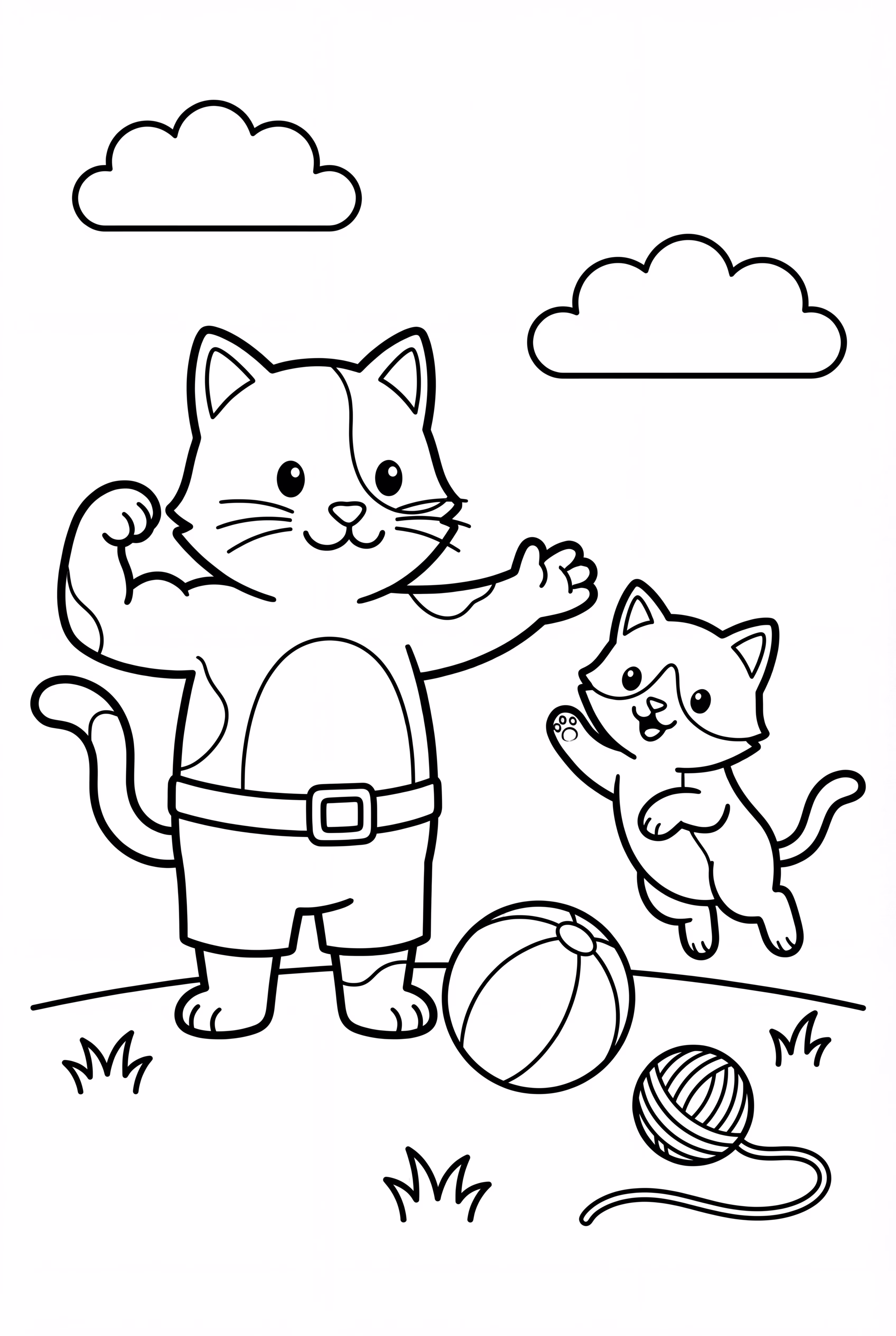 堡壘之夜的貓咪和小貓玩耍