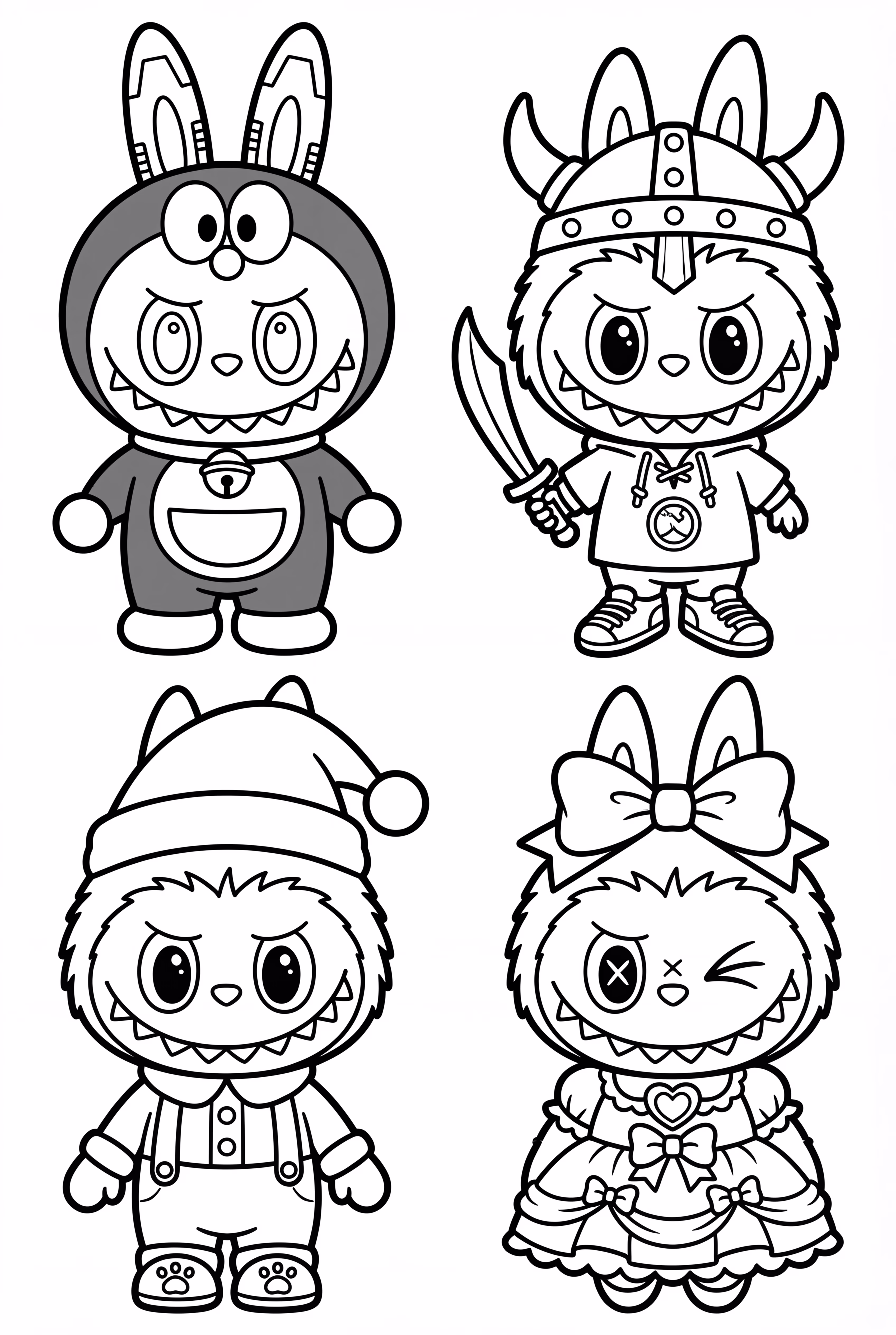 Four Labubu Costume Styles
