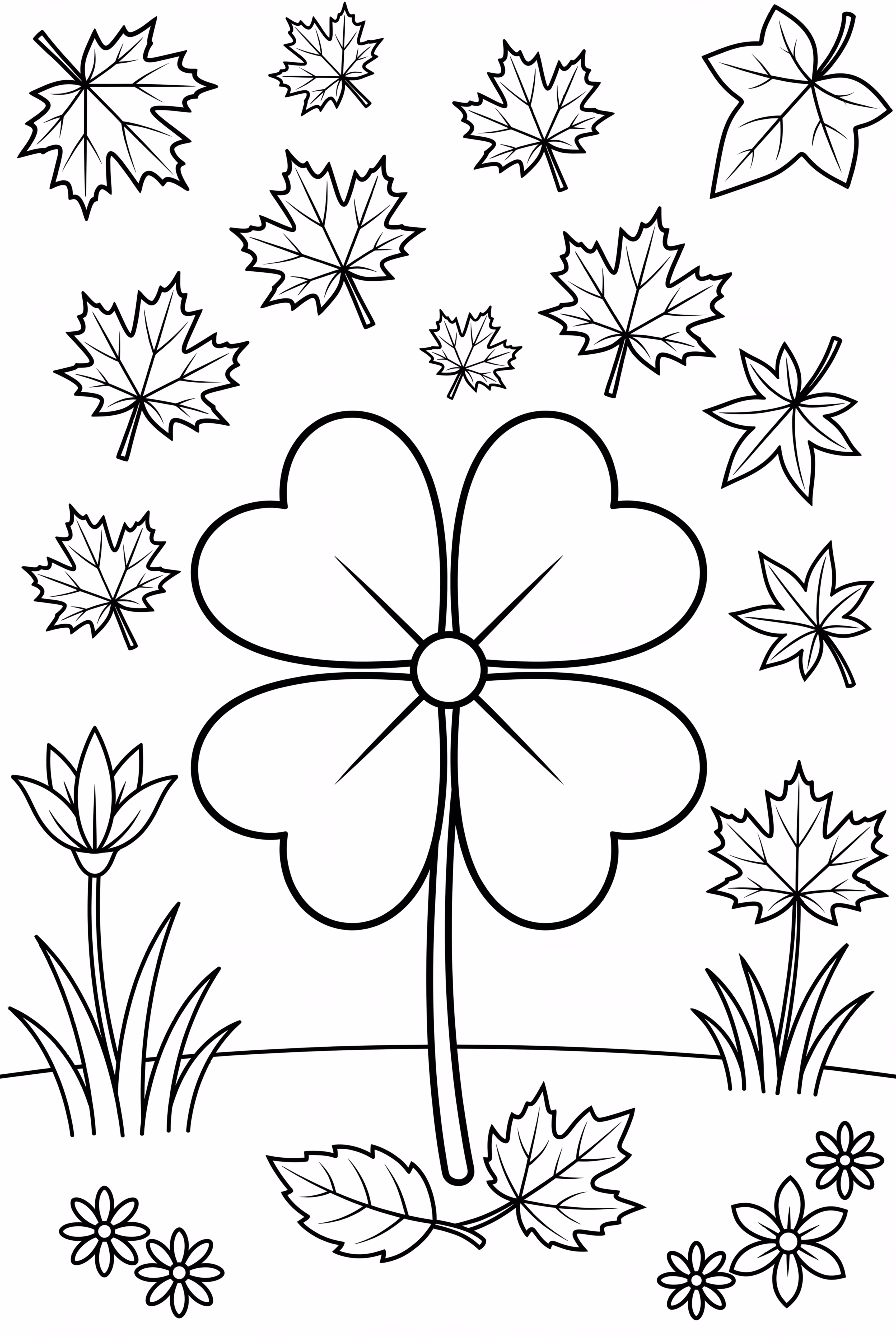 秋天树叶中的四叶草