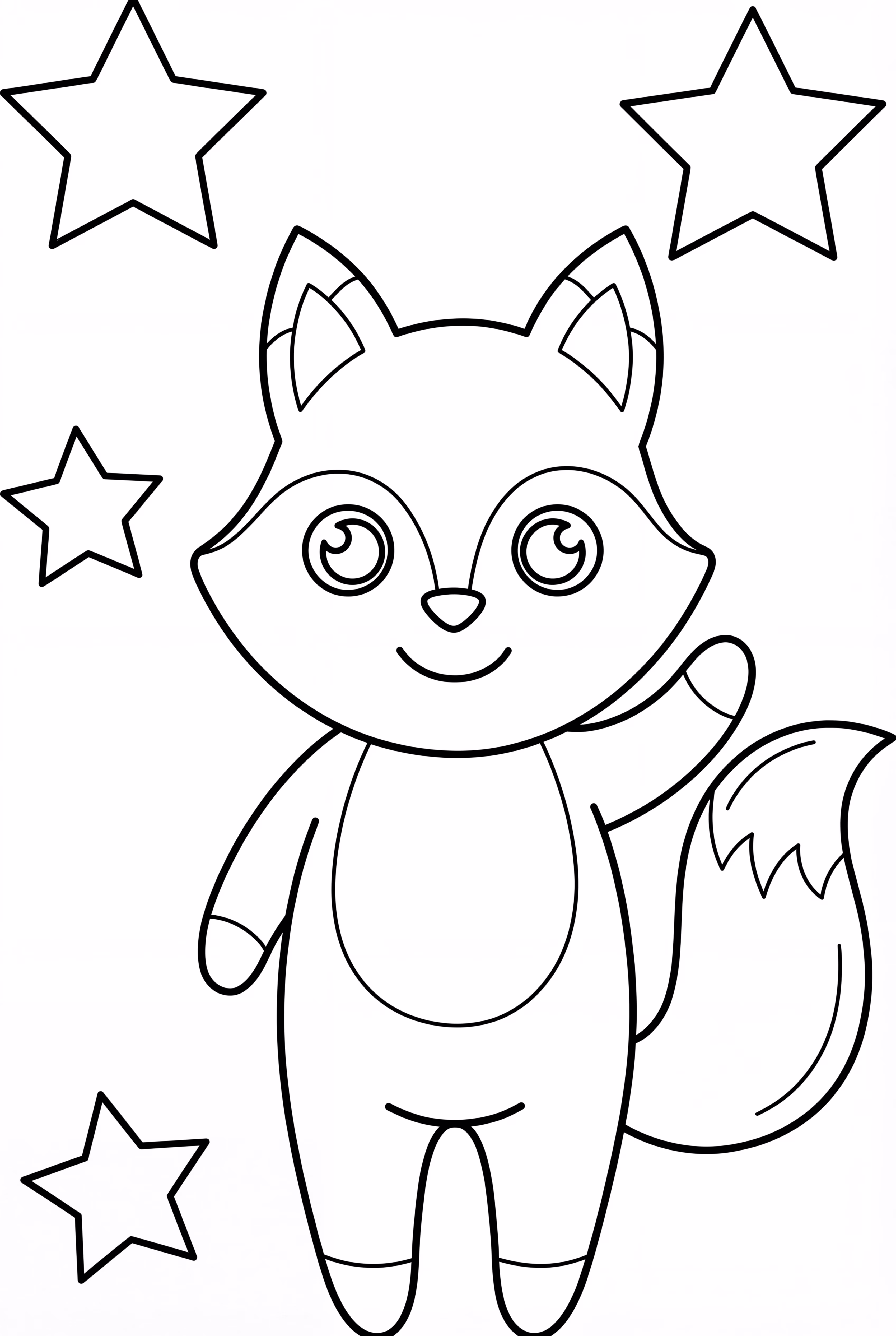 Foxy Waving with Stars Background