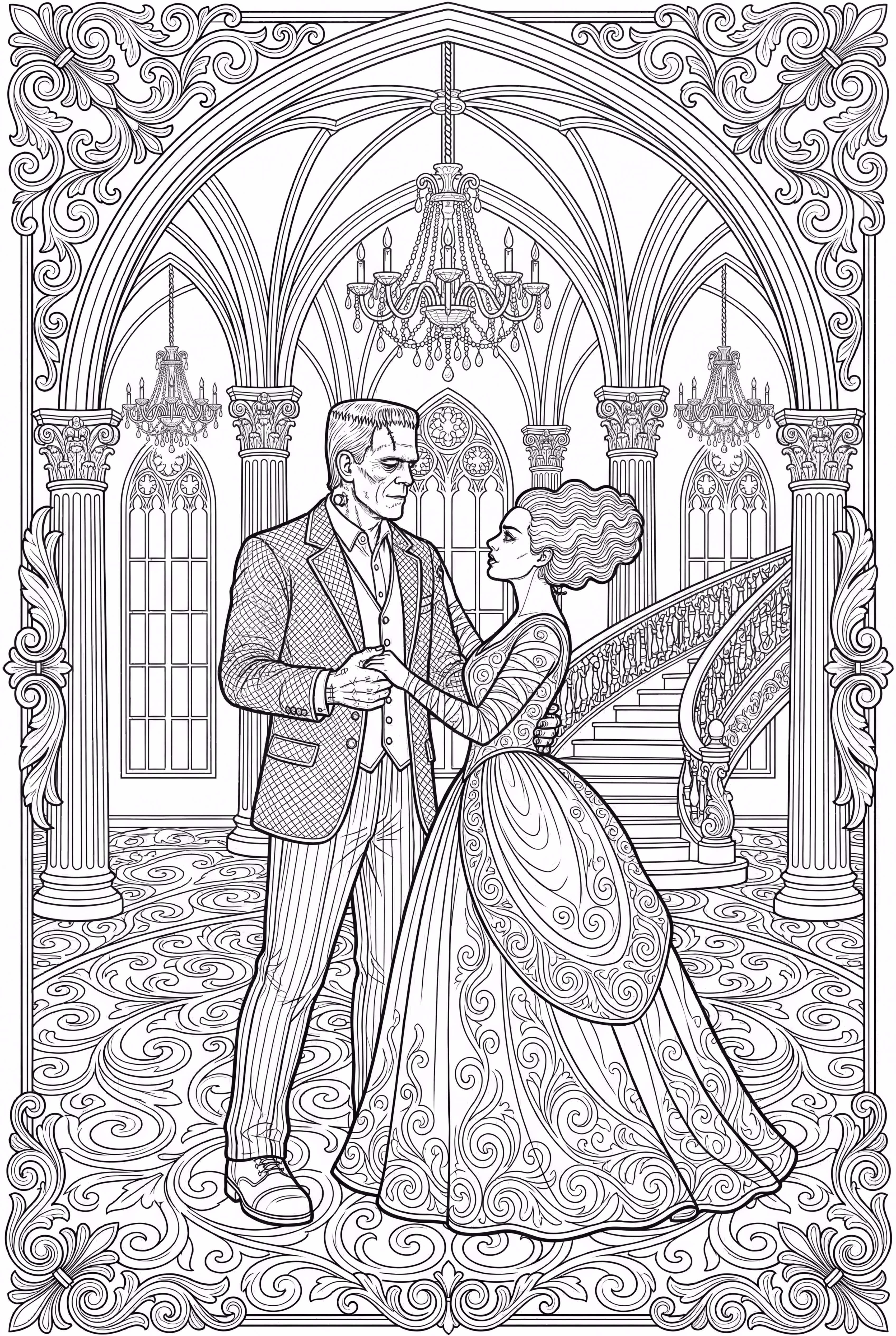 弗兰肯斯坦和新娘在豪华舞厅