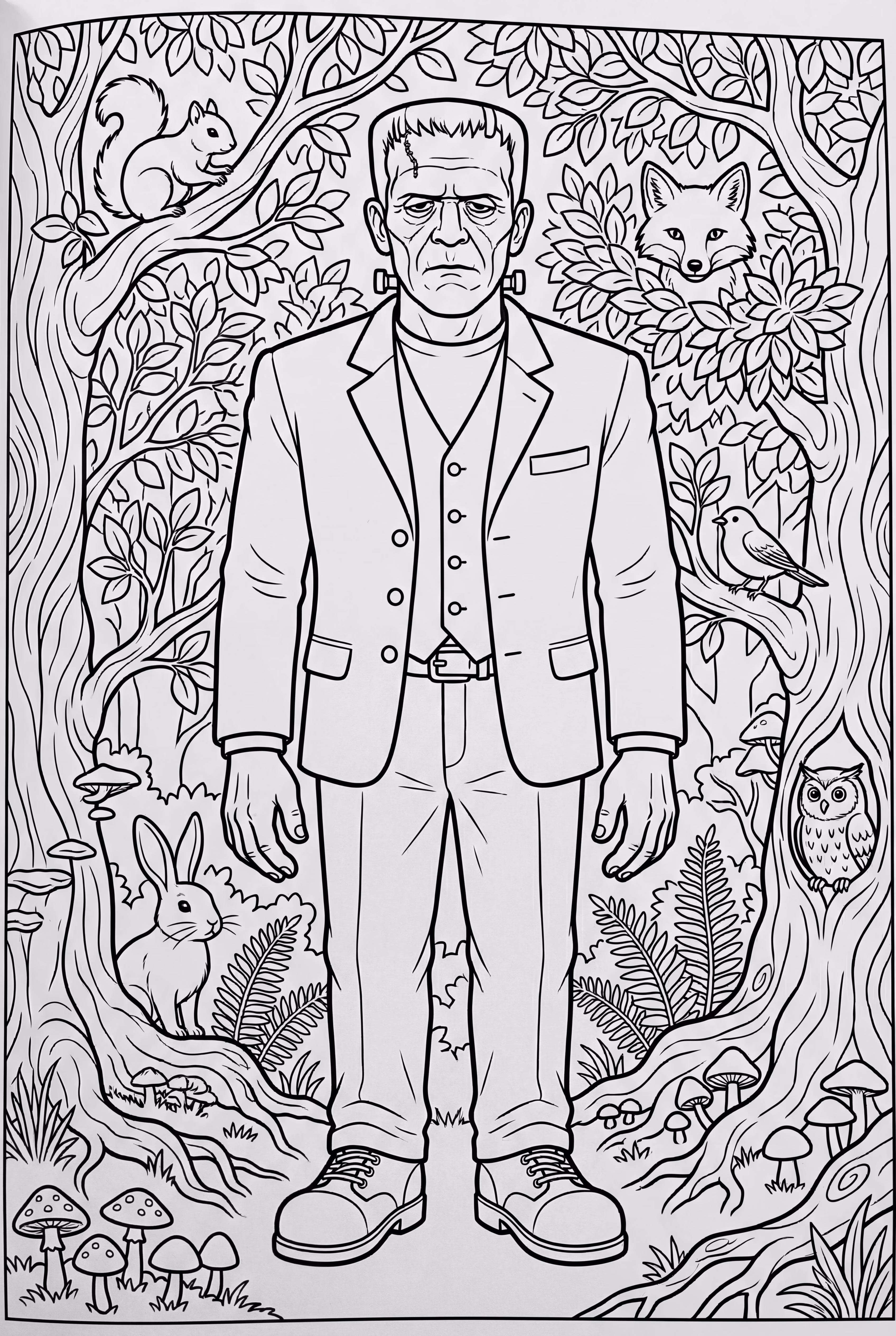 复杂森林场景中的弗兰肯斯坦