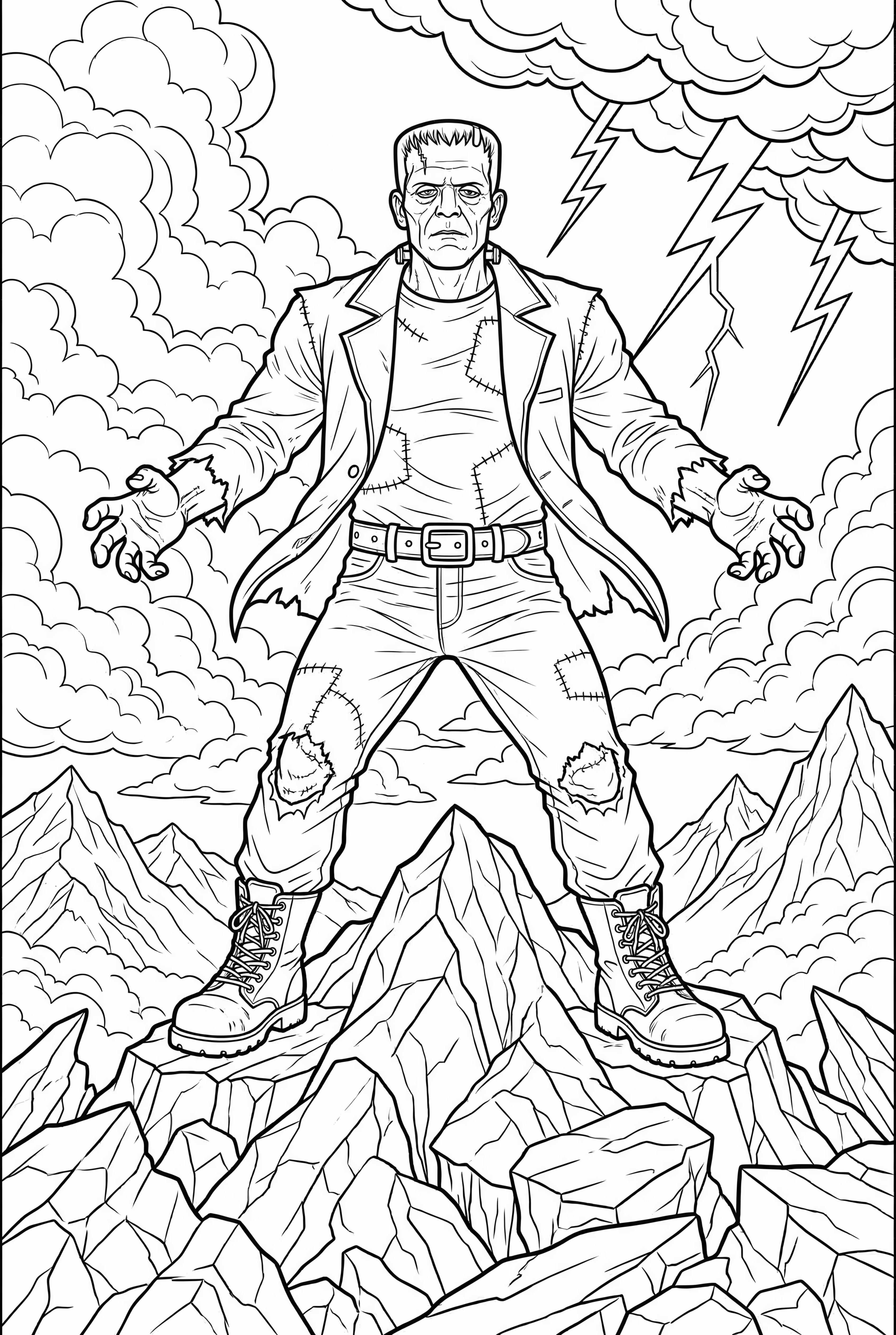 Frankenstein's Monster Atop A Mountain