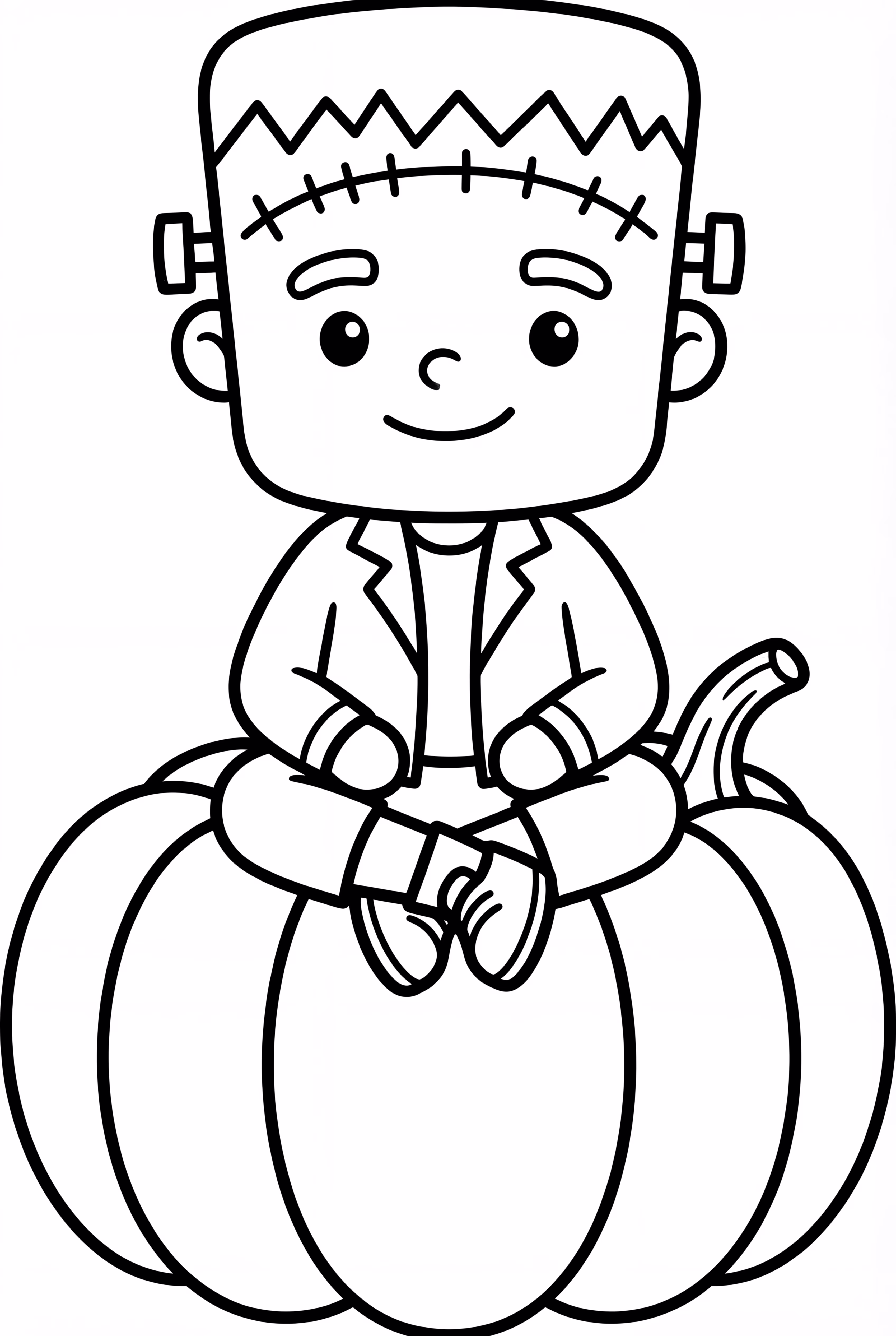 Frankenstein Sitting On A Pumpkin