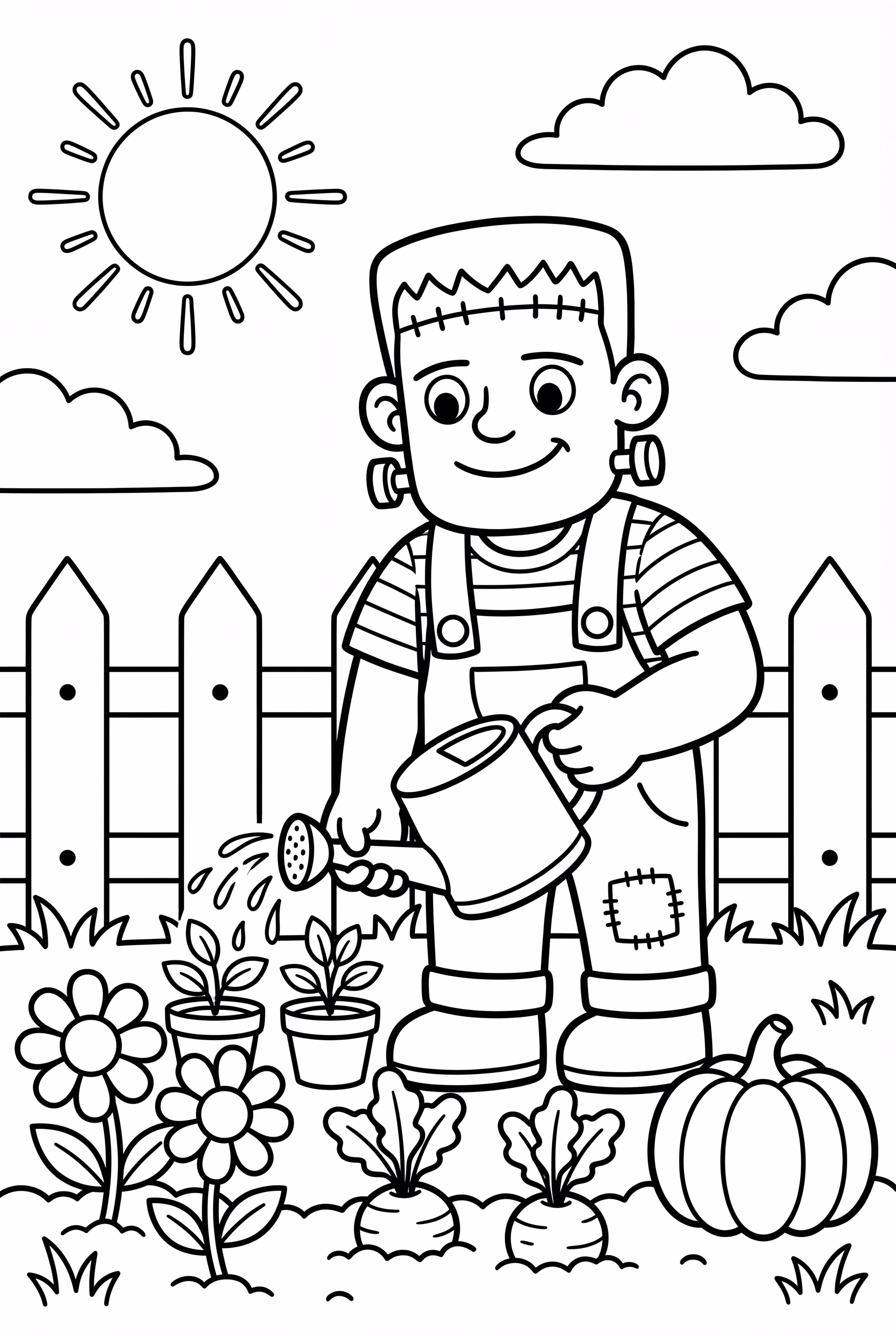 Frankenstein Tending To His Garden