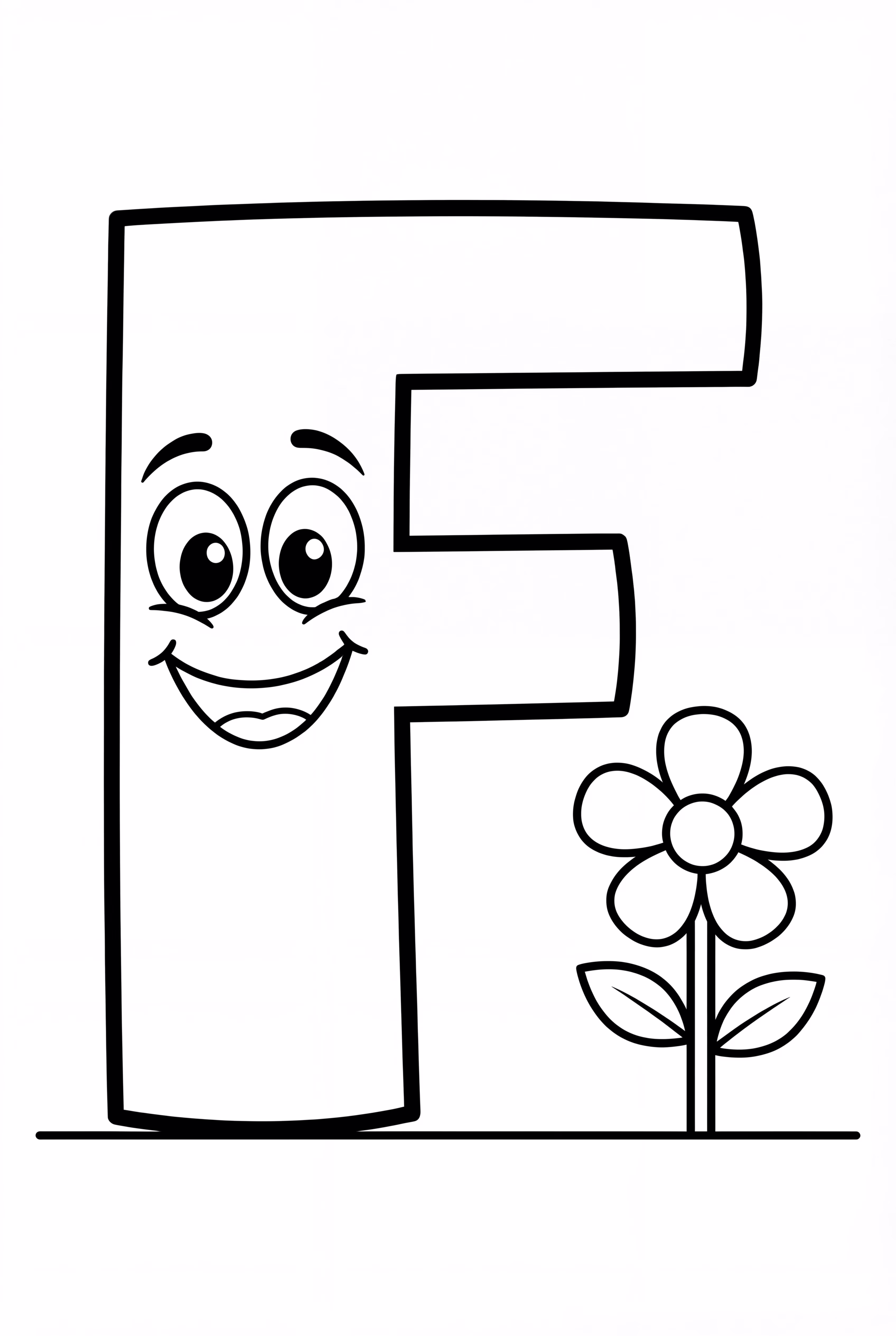 Friendly Alphabet Letter F And A Flower