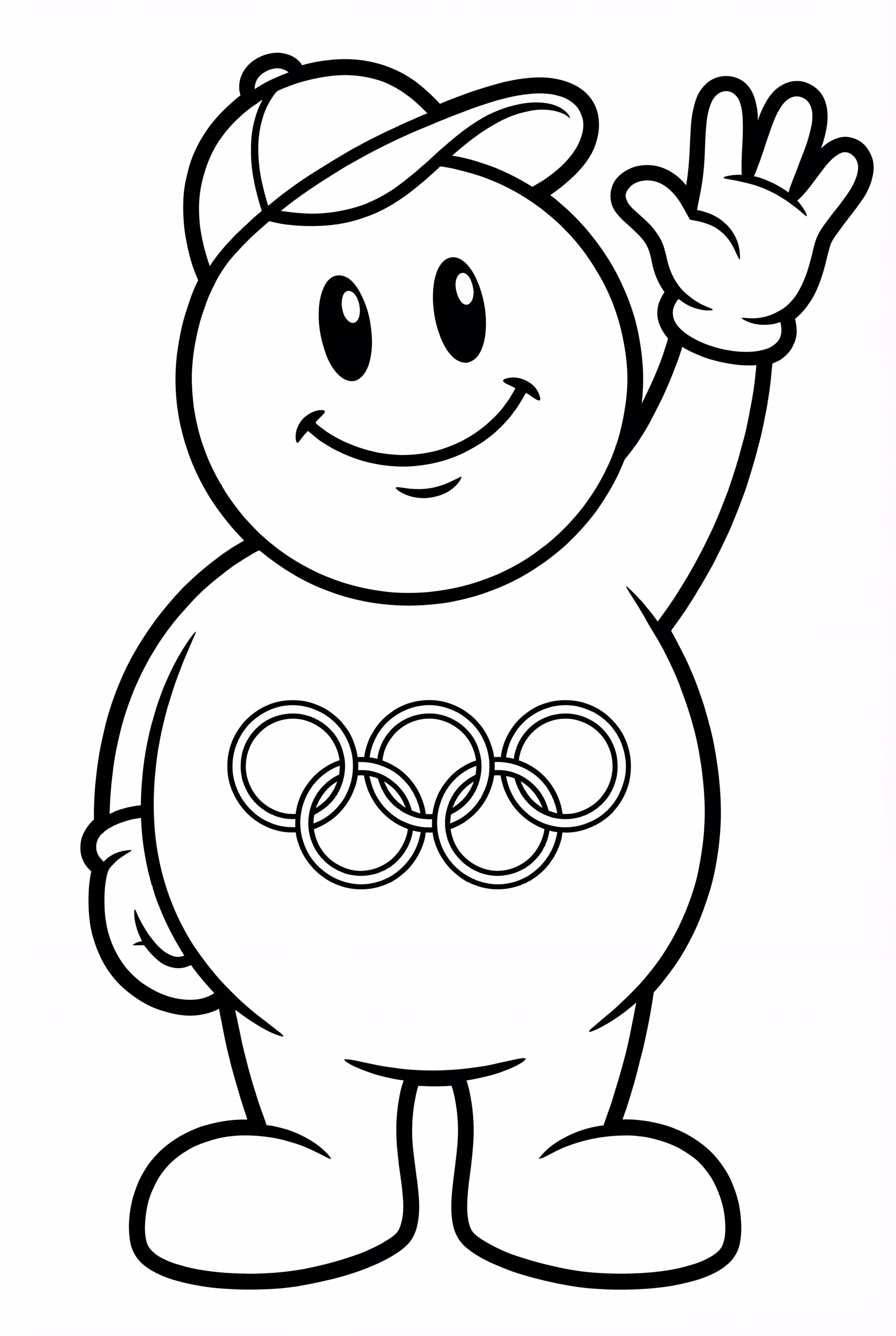 Freundliches Olympisches Maskottchen, das winkt