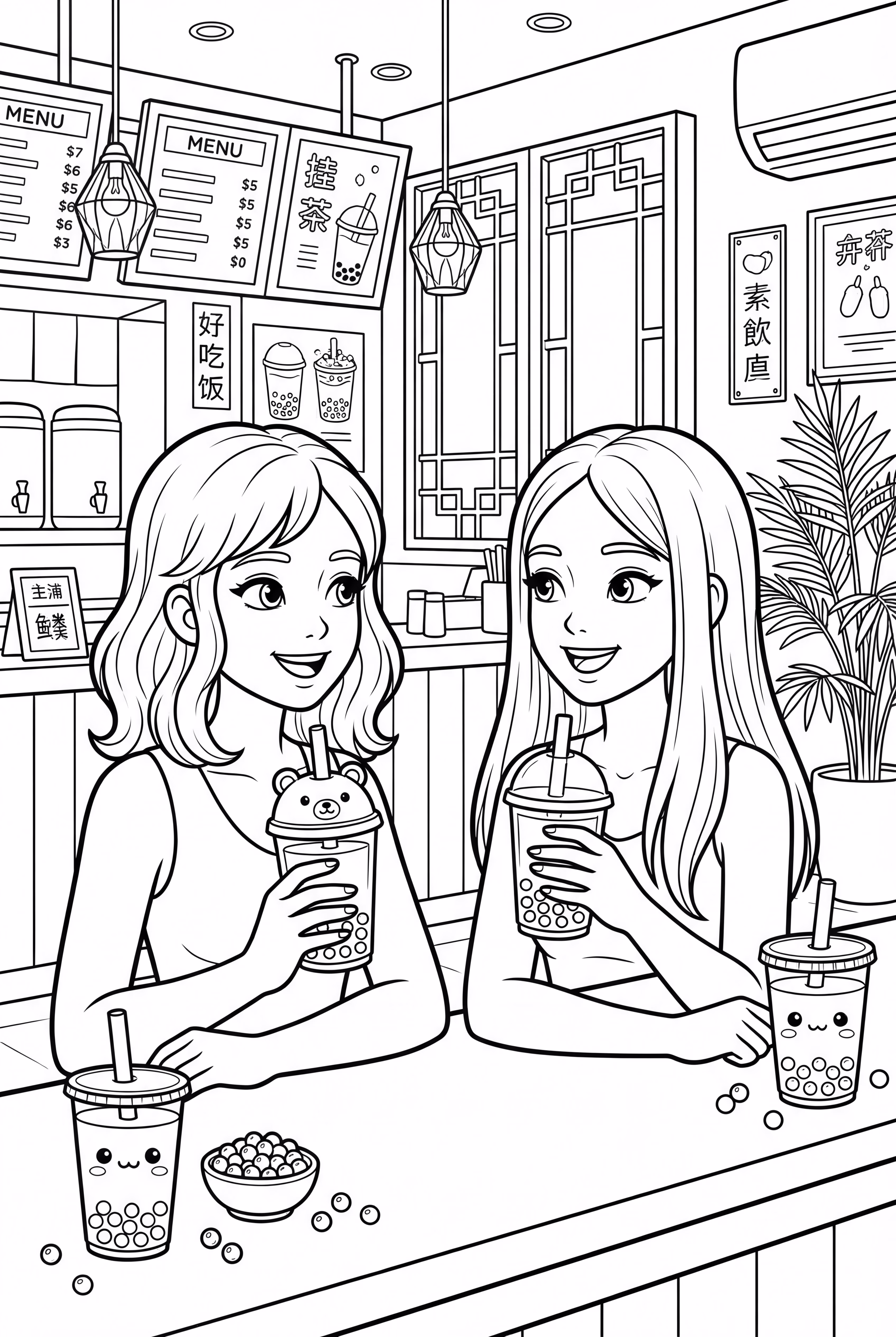 Friends at Boba Shop