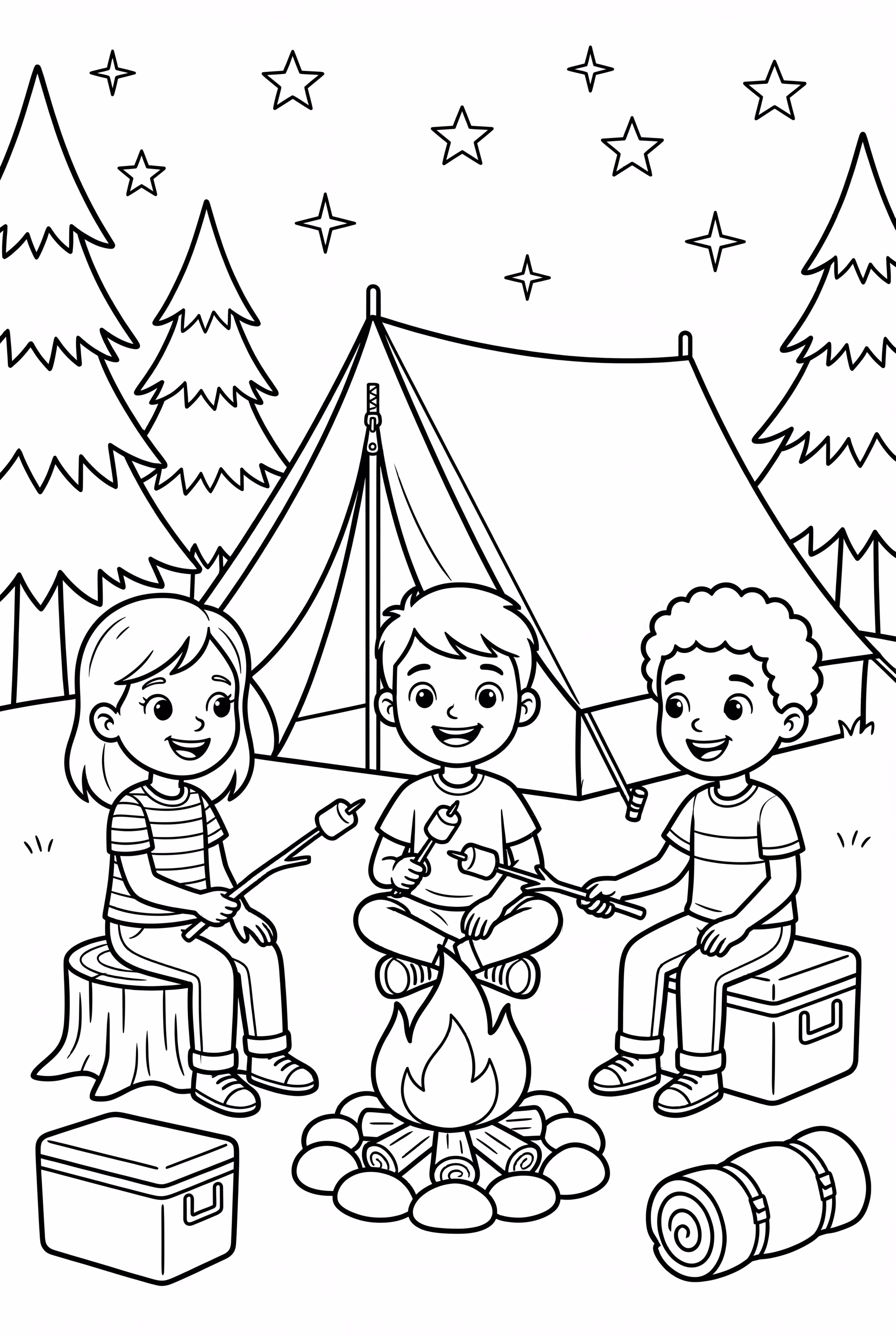 별이 빛나는 하늘 아래 친구들과 캠핑