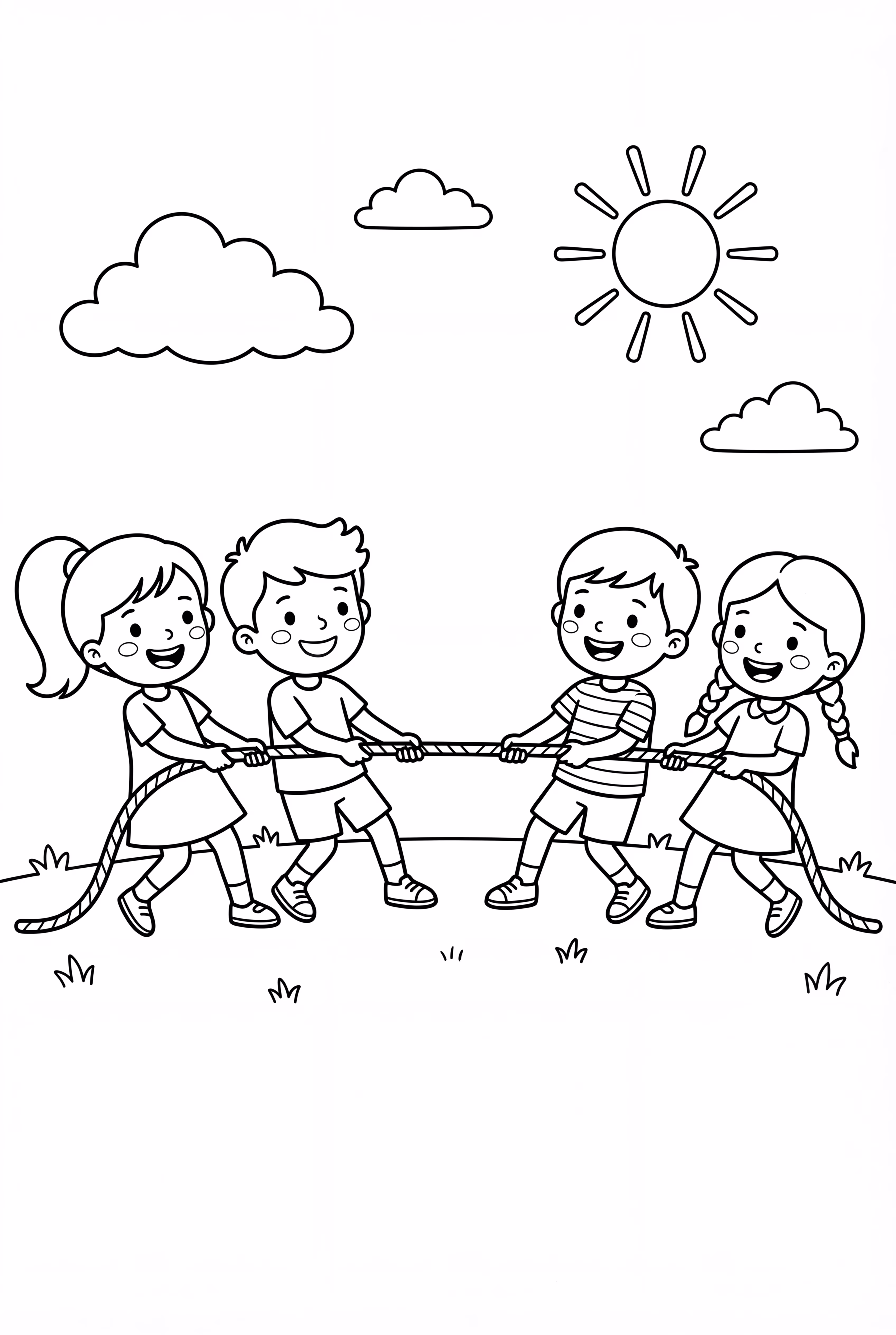 Friends Having Tug-Of-War Game