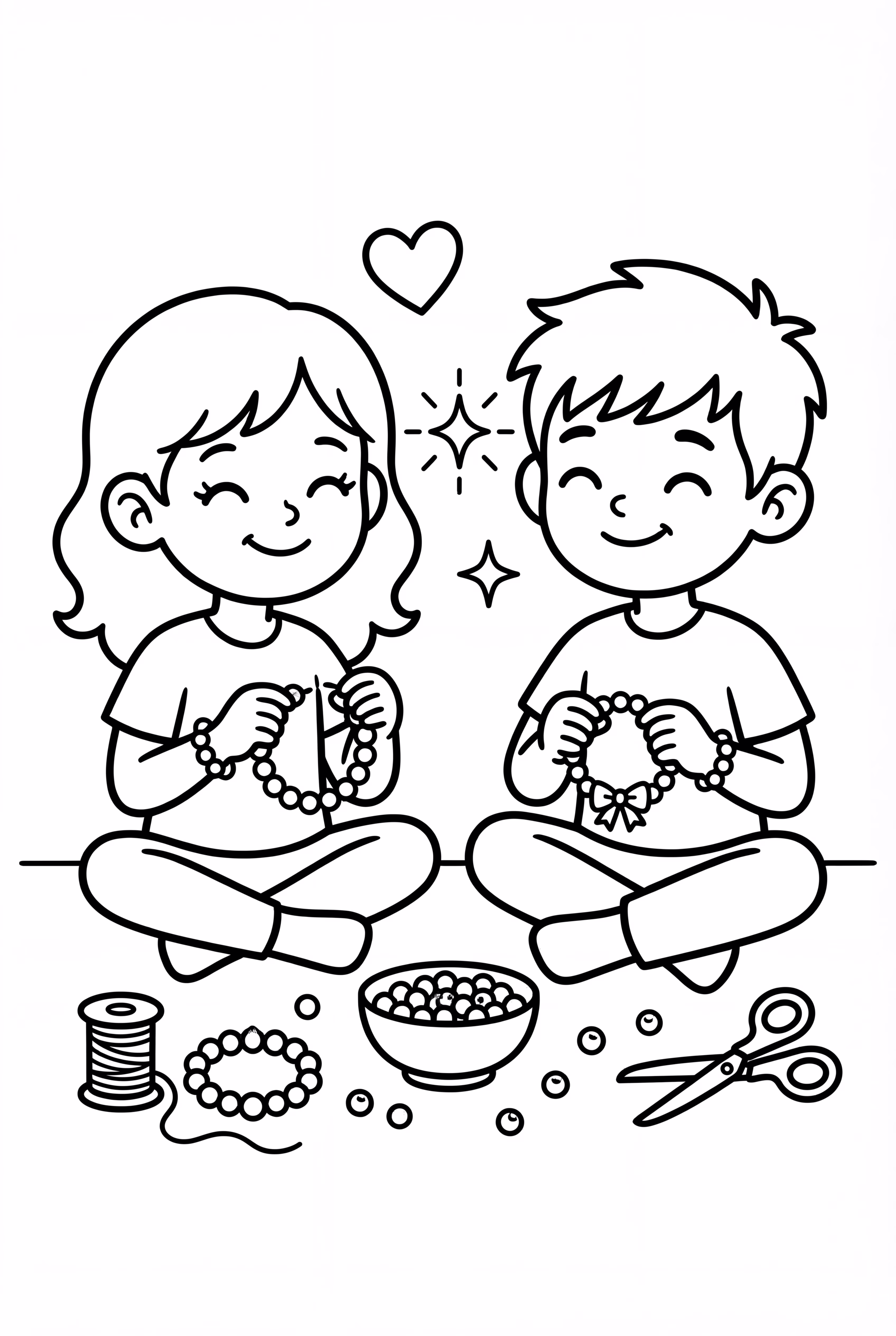 Friends Making Friendship Bracelets With Beads