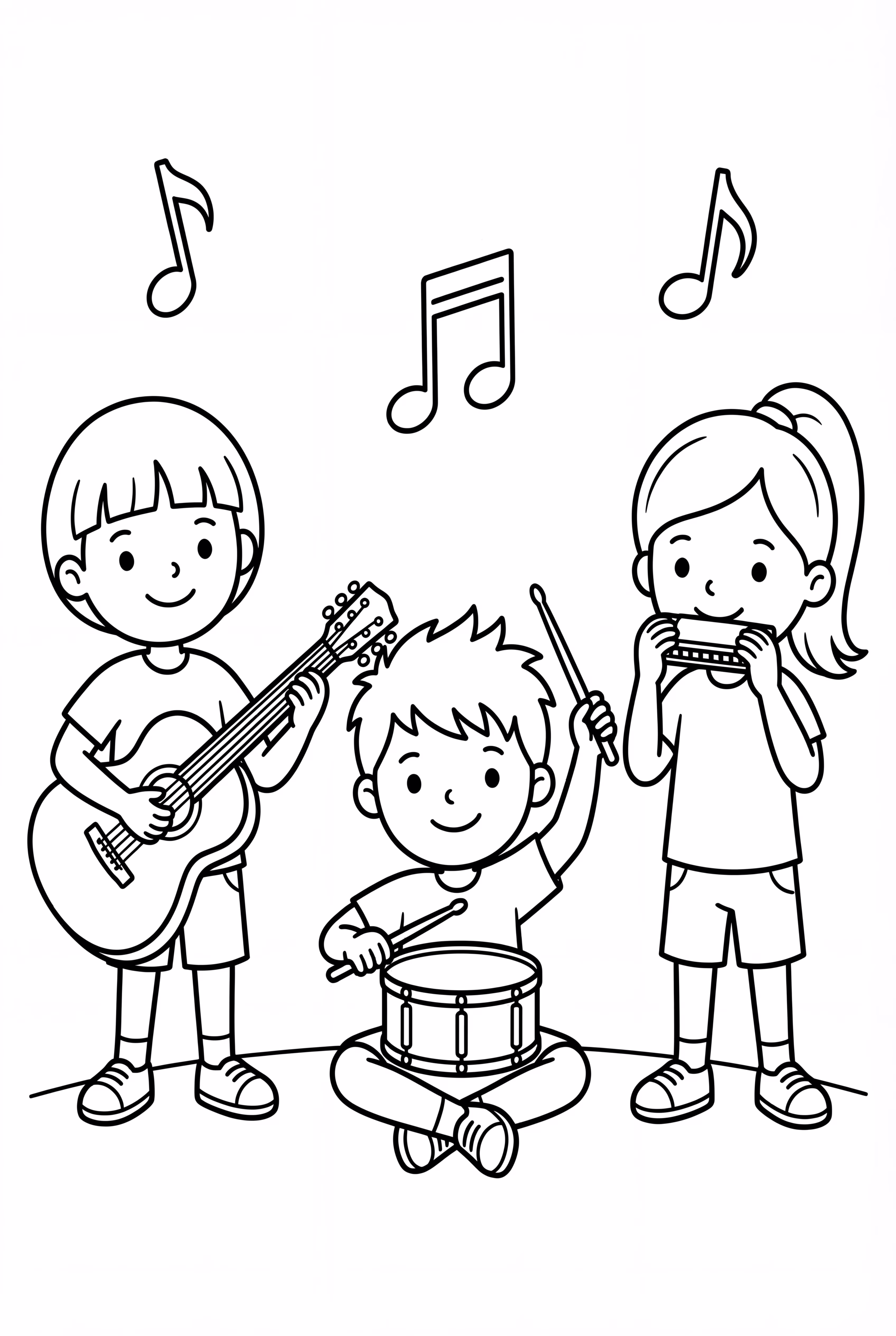 Friends Practicing Musical Instruments