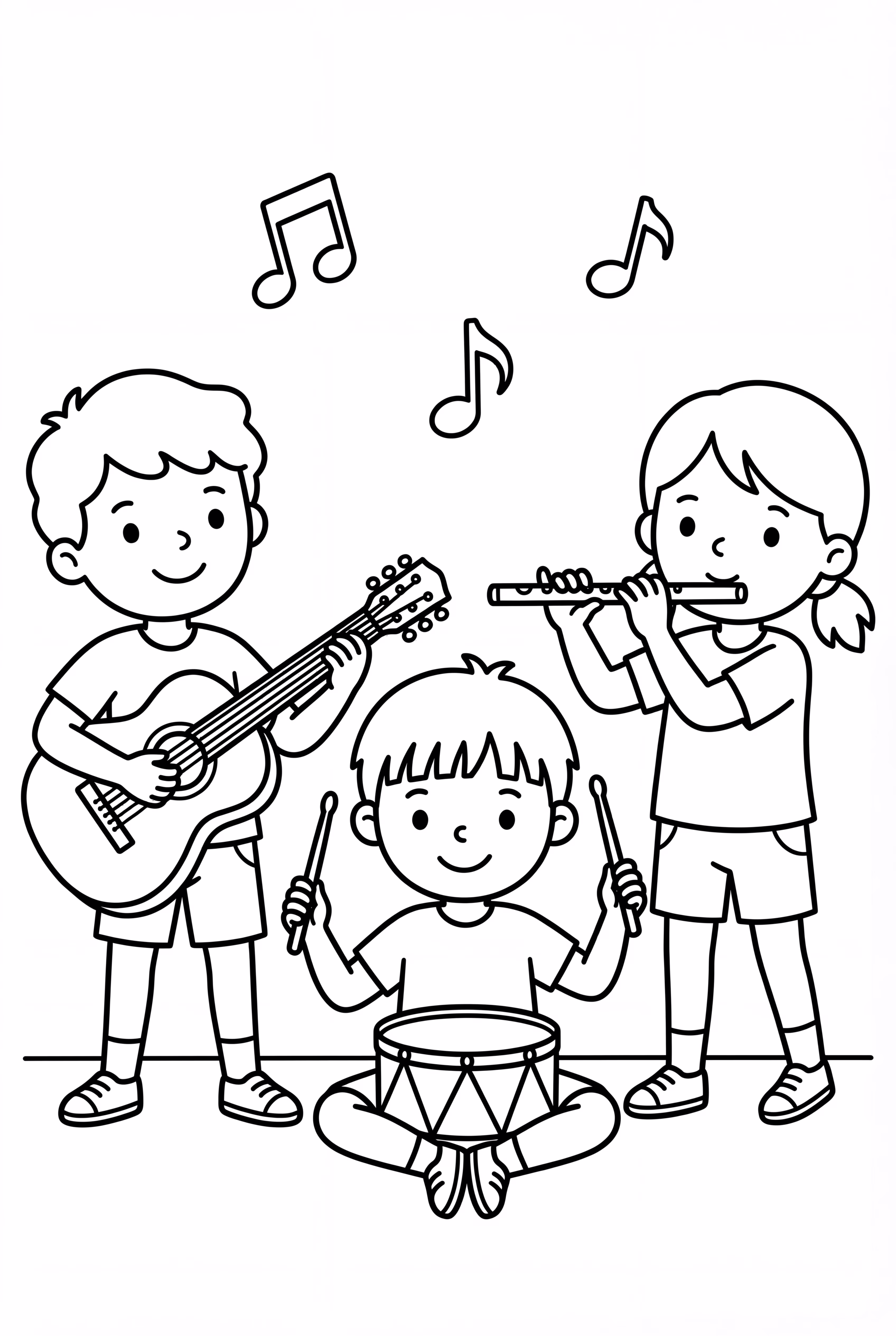 Amigos Praticando Instrumentos Musicais