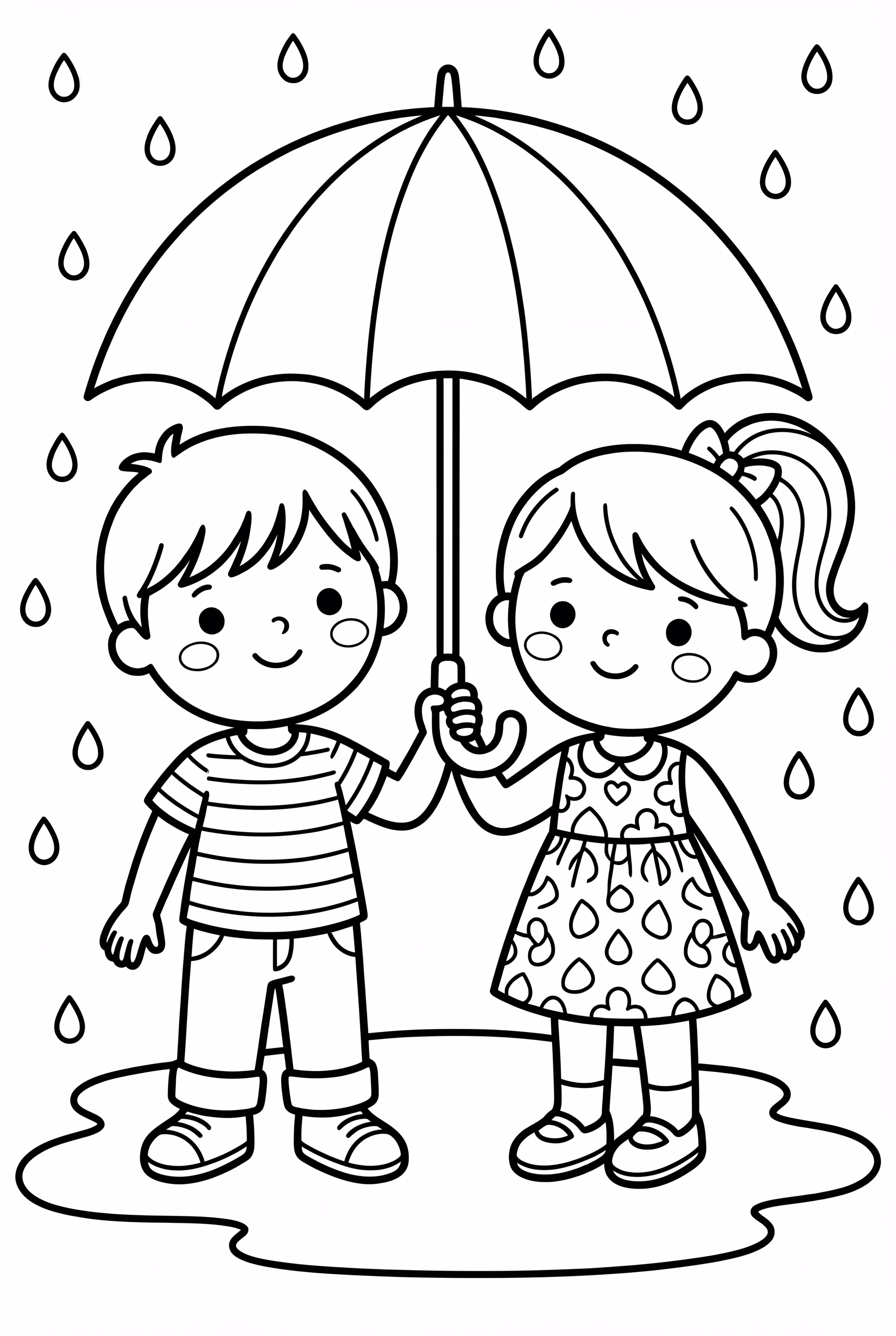 Freunde teilen einen Regenschirm im Regen