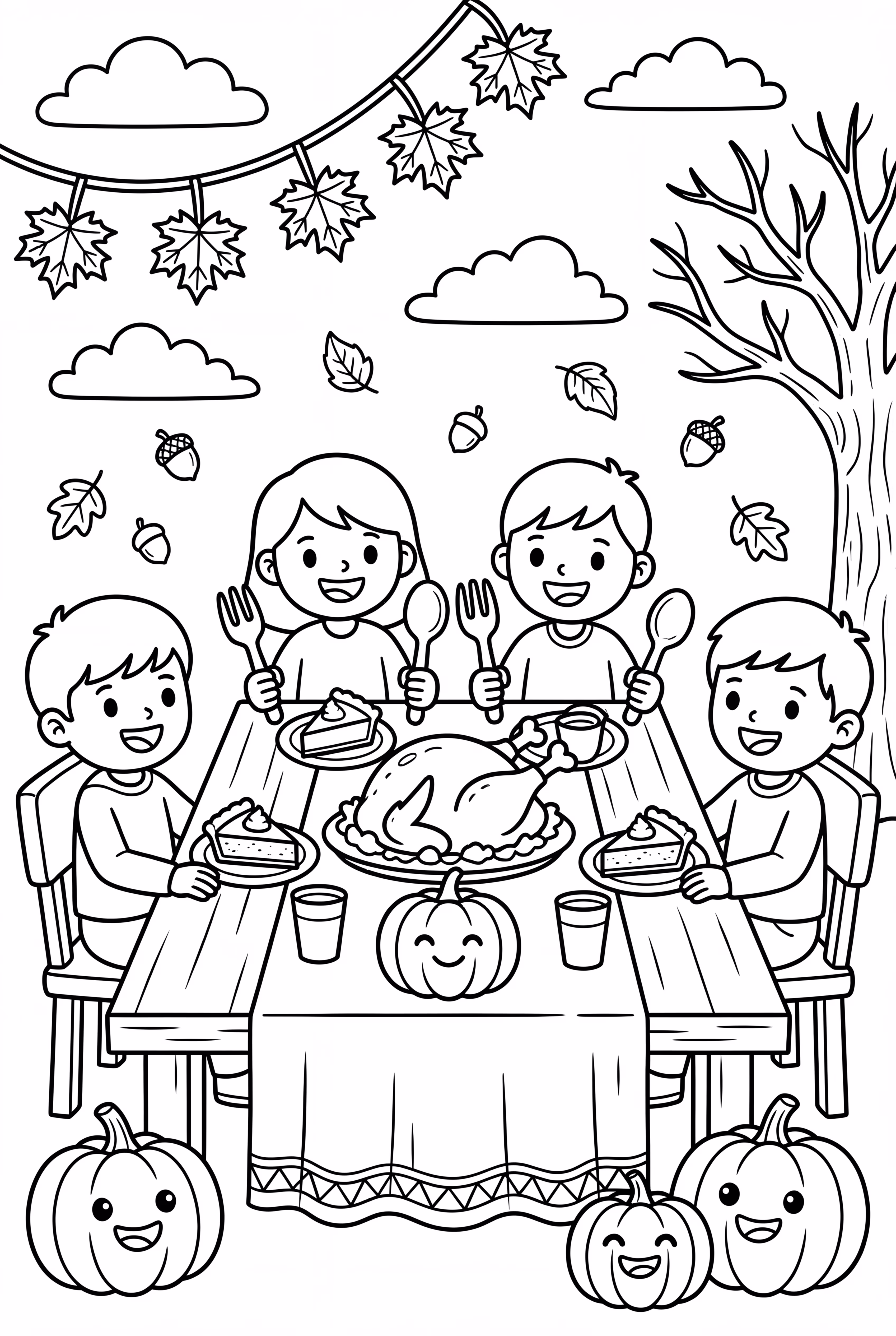 Mesa de Jantar de Friendsgiving com Decorações de Outono