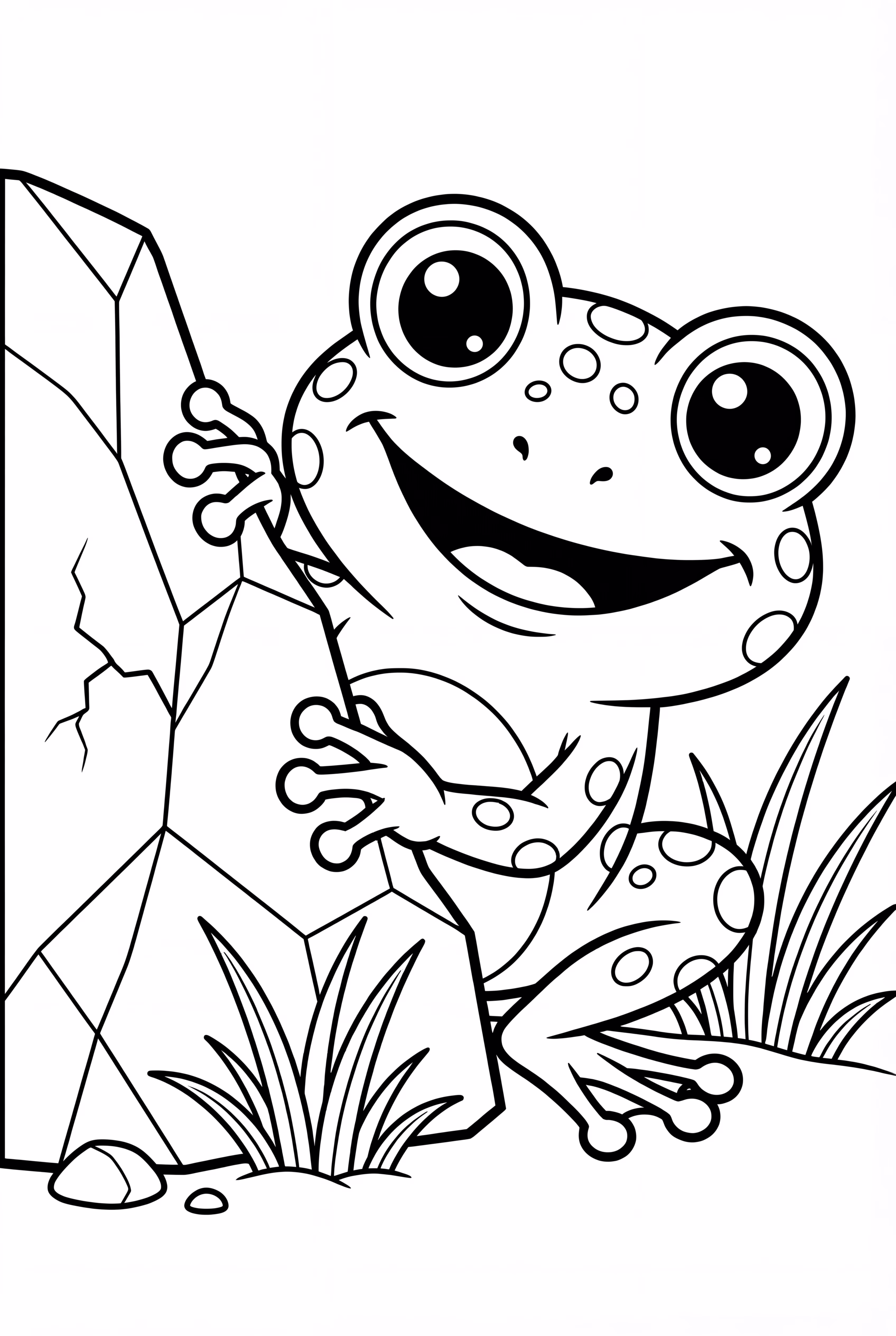 Frog Peeking Out from Behind a Rock