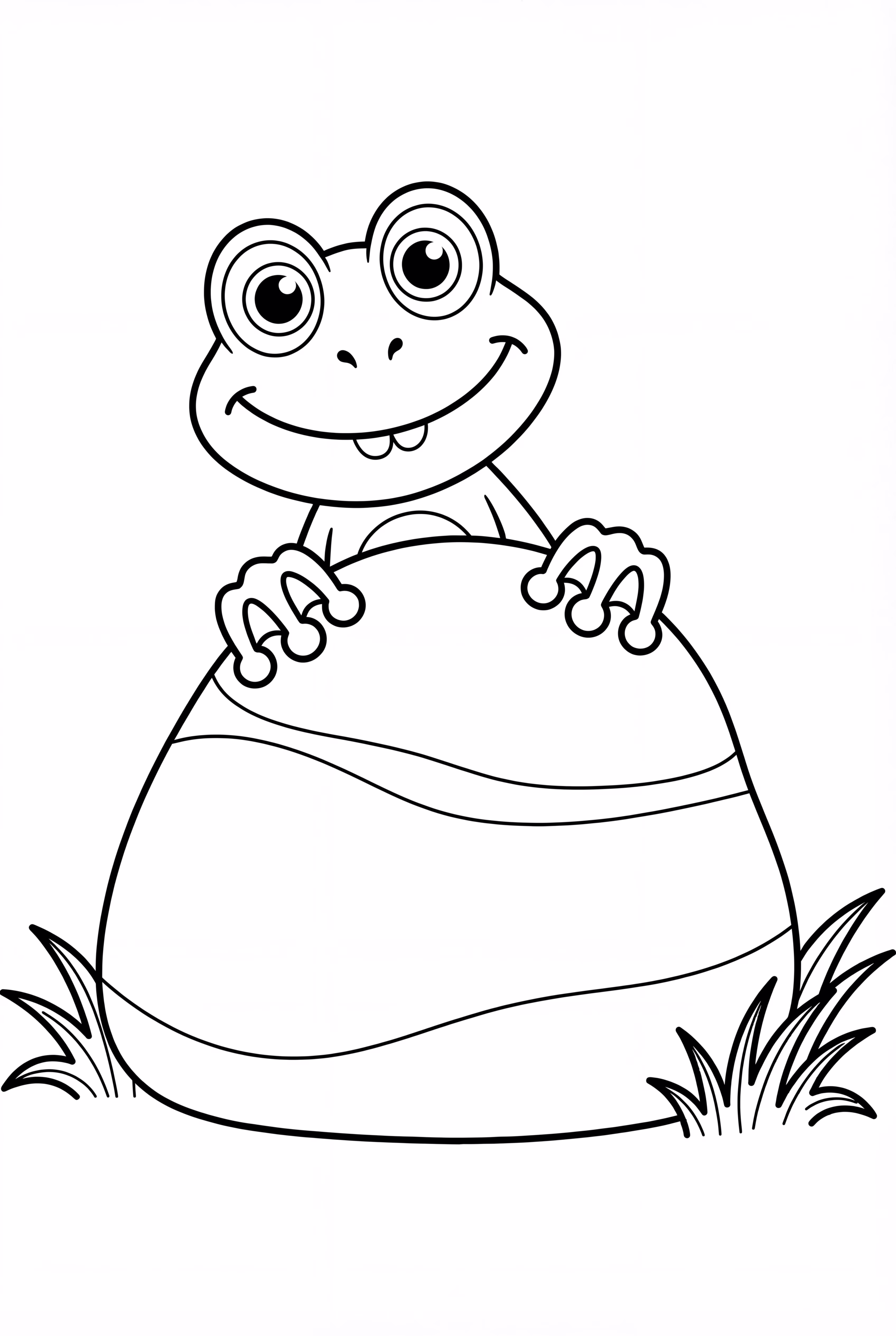 Frog Peeking Out from Behind a Rock