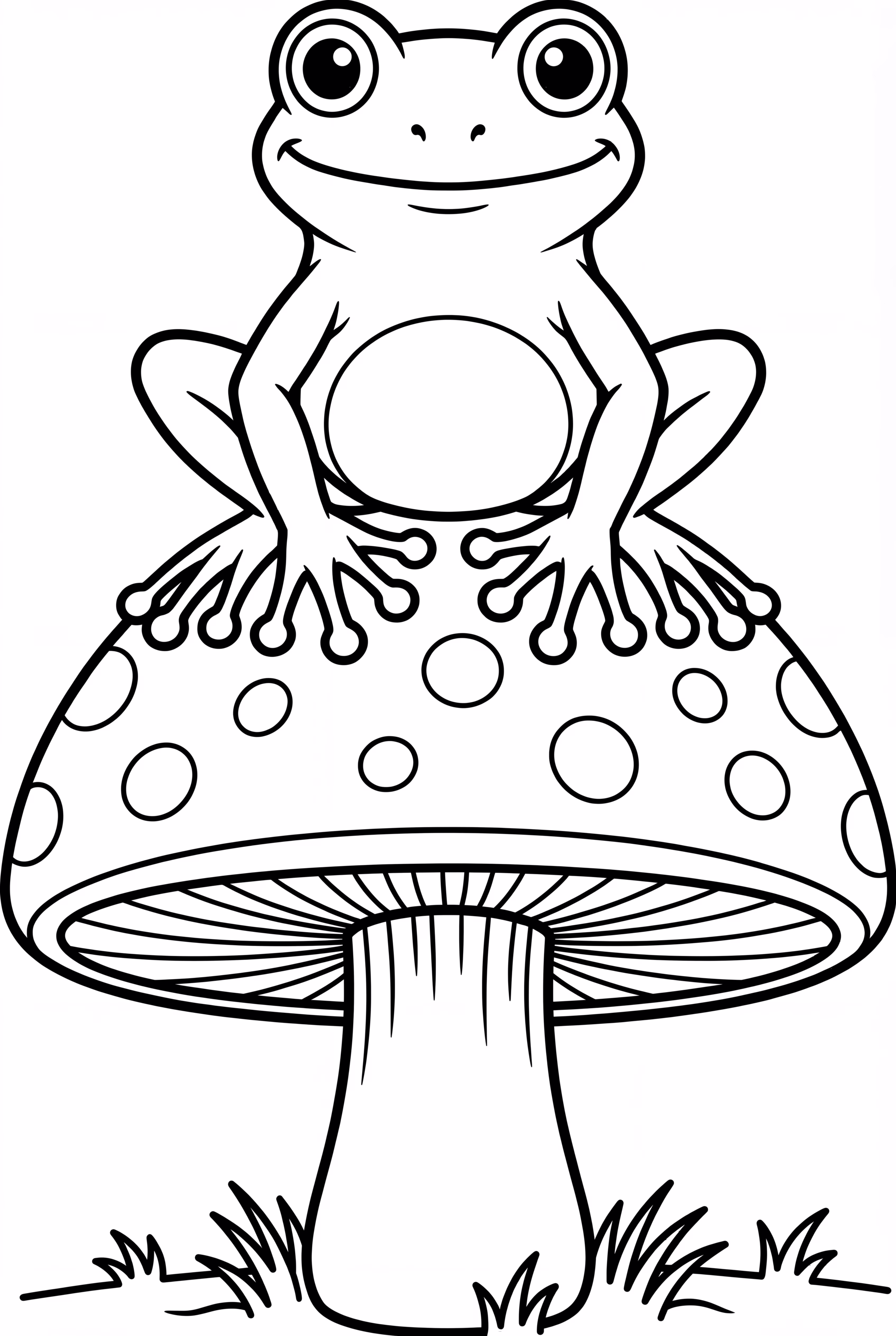 Frog Resting on Mushroom