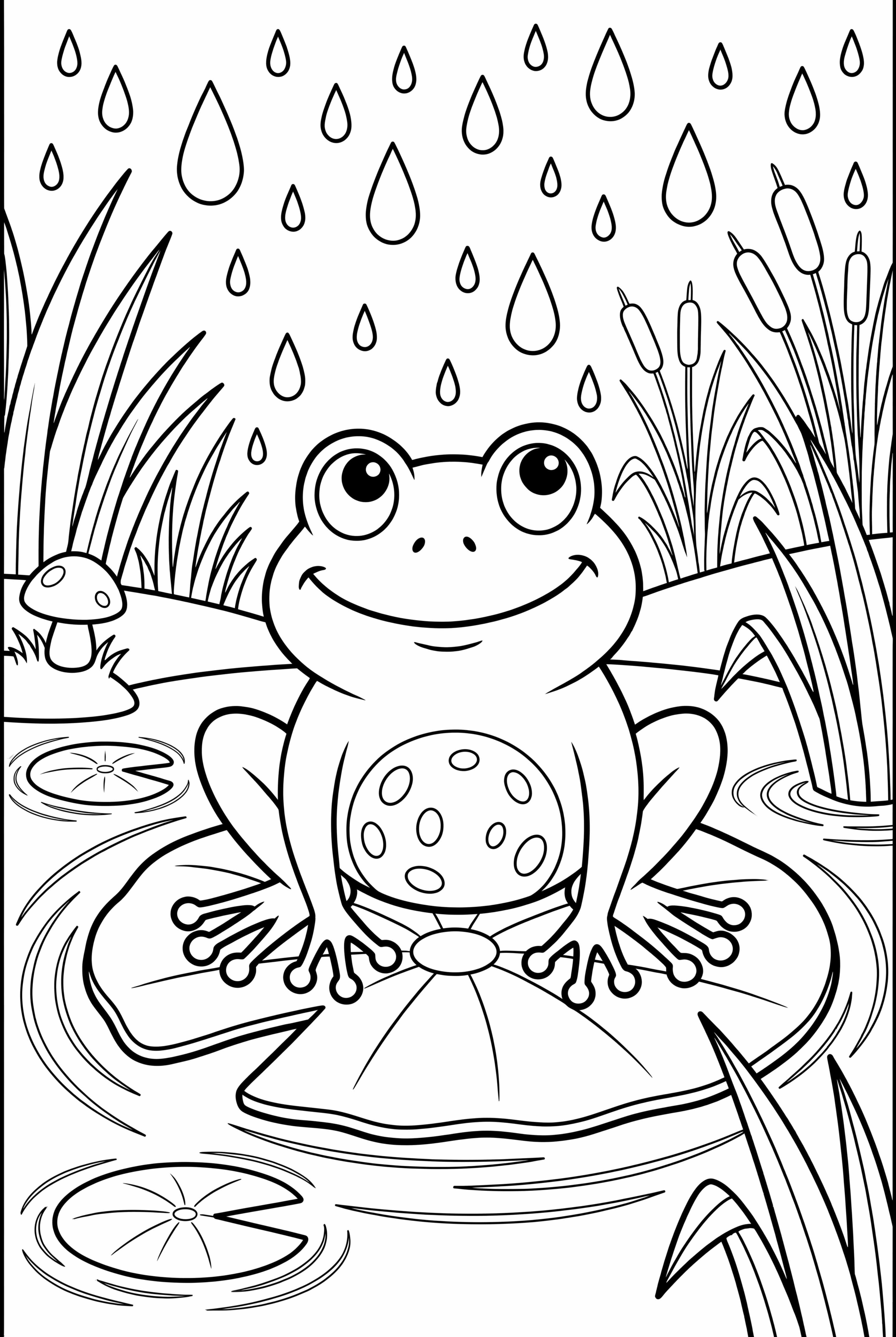 Frog Watching Raindrops Fall-2