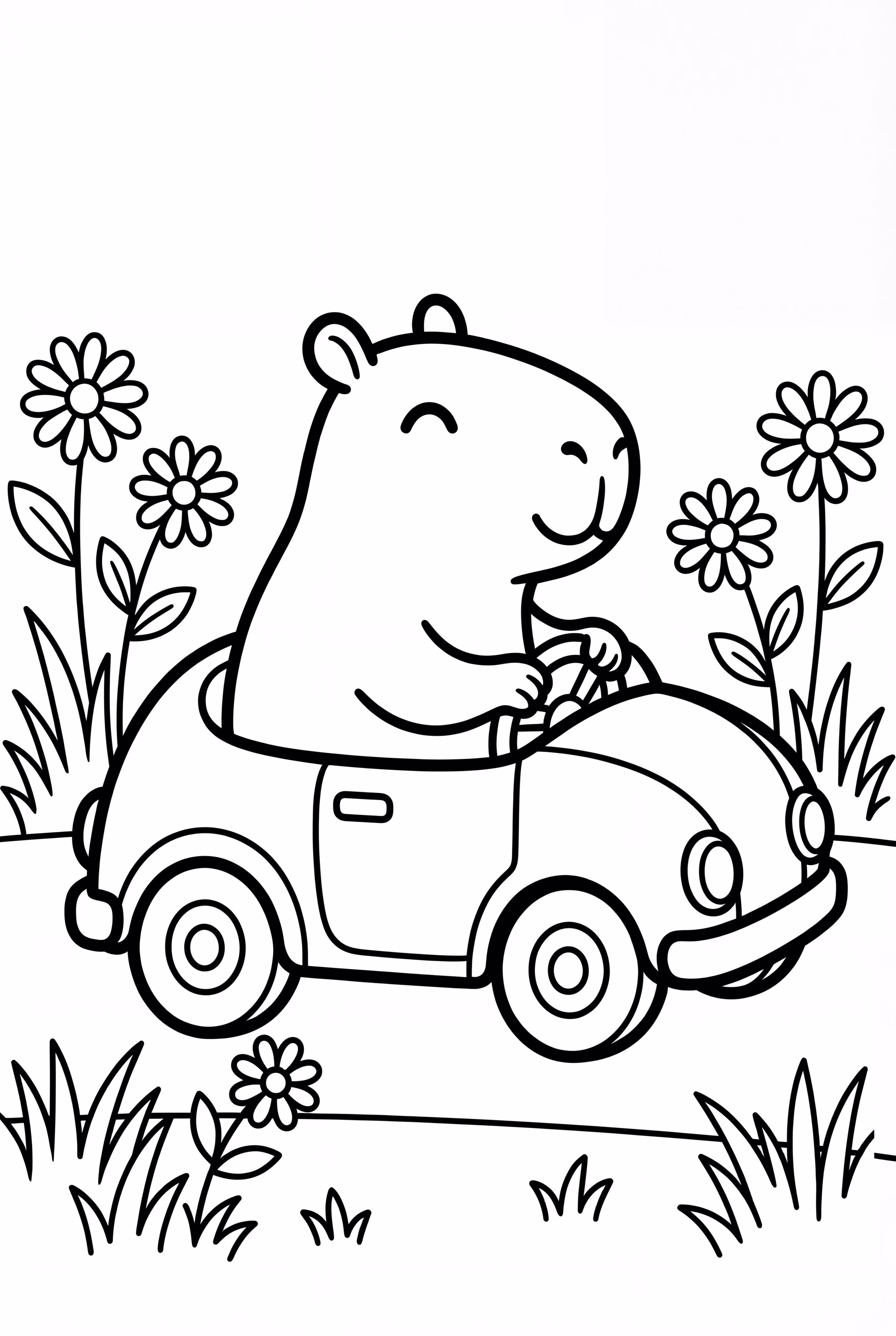 Capibara Divertido Conduciendo Un Auto Pequeño