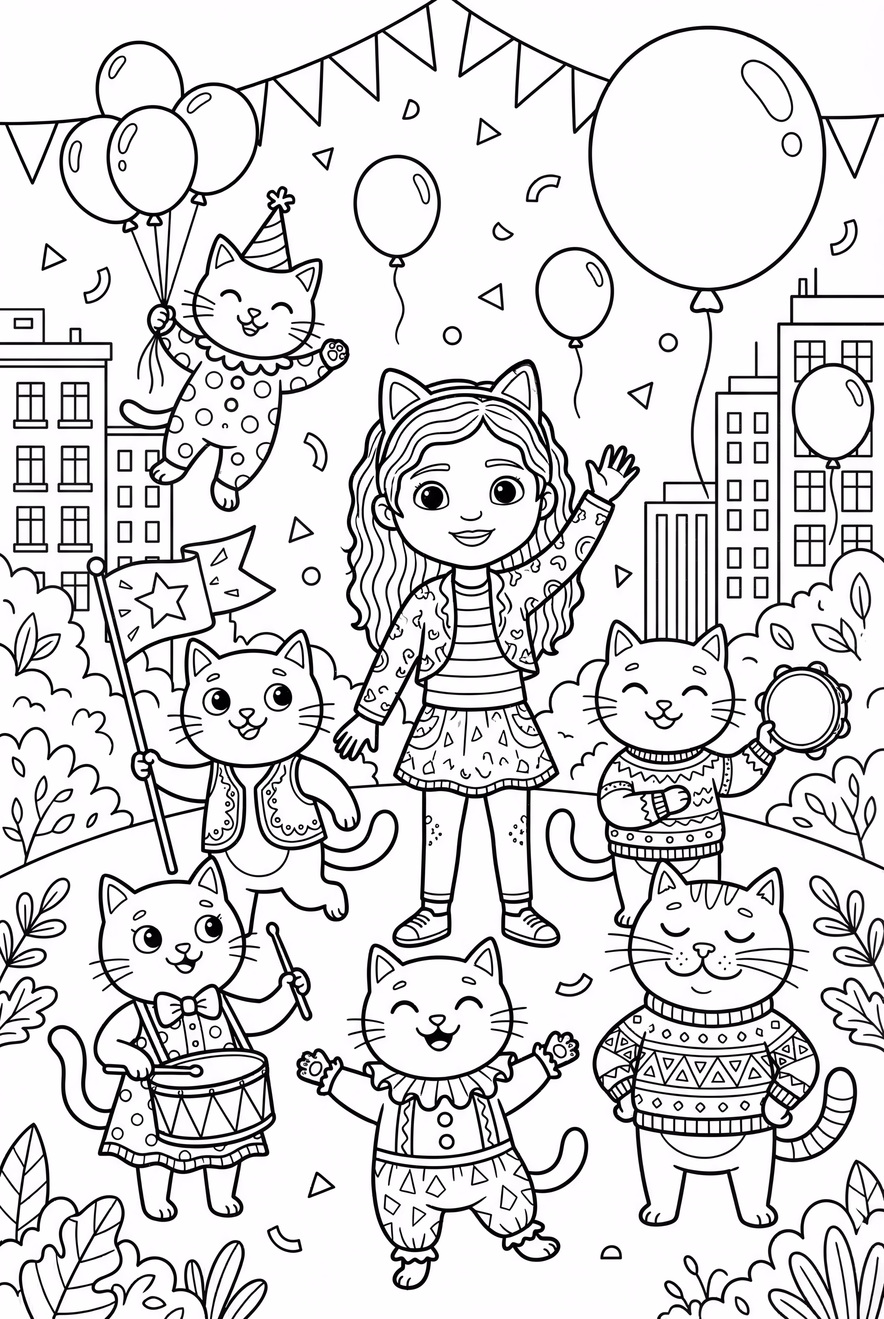 Gabby Cat y Los Gatos Gabby en un Desfile