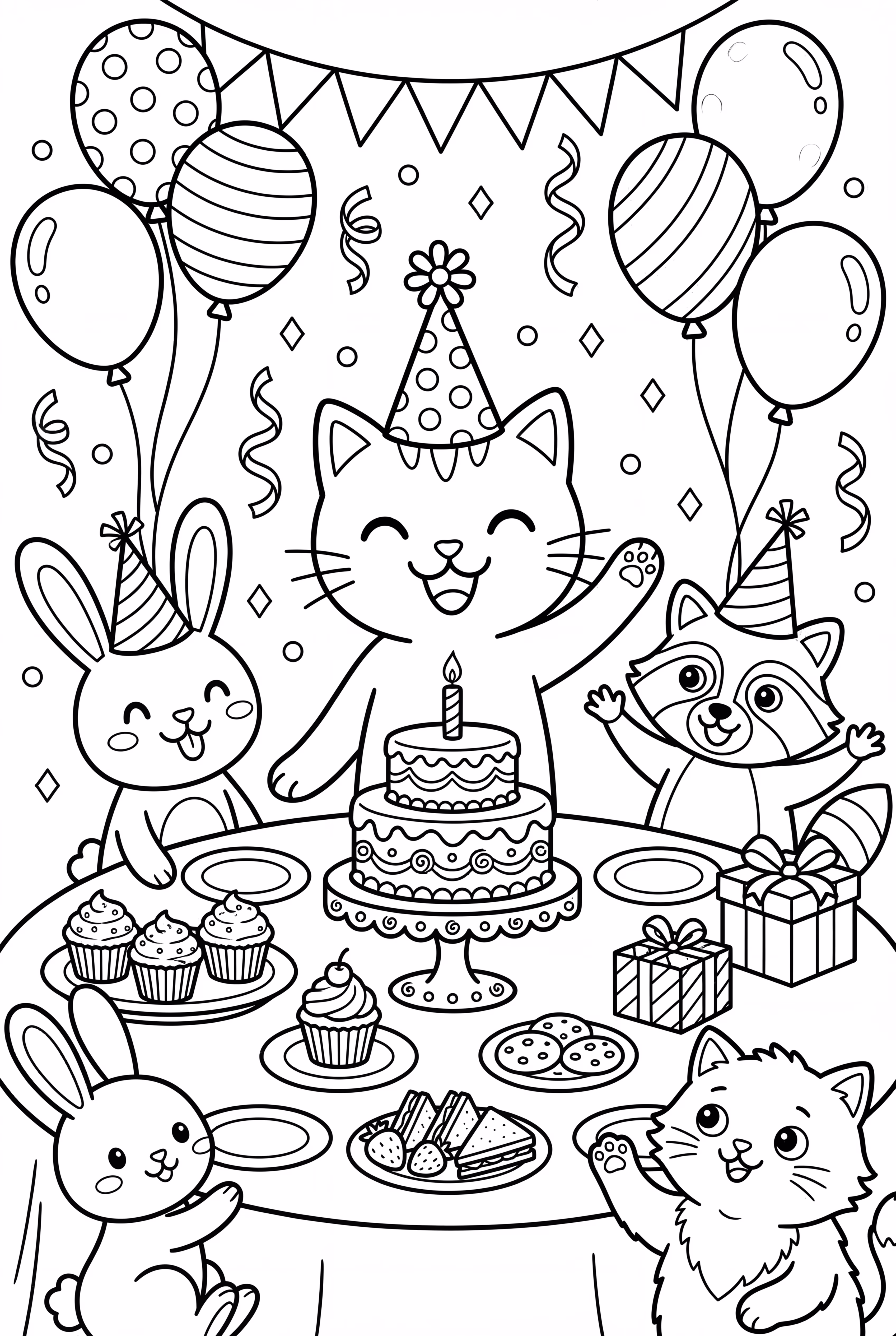 Gabby Cat celebrando un cumpleaños con todos