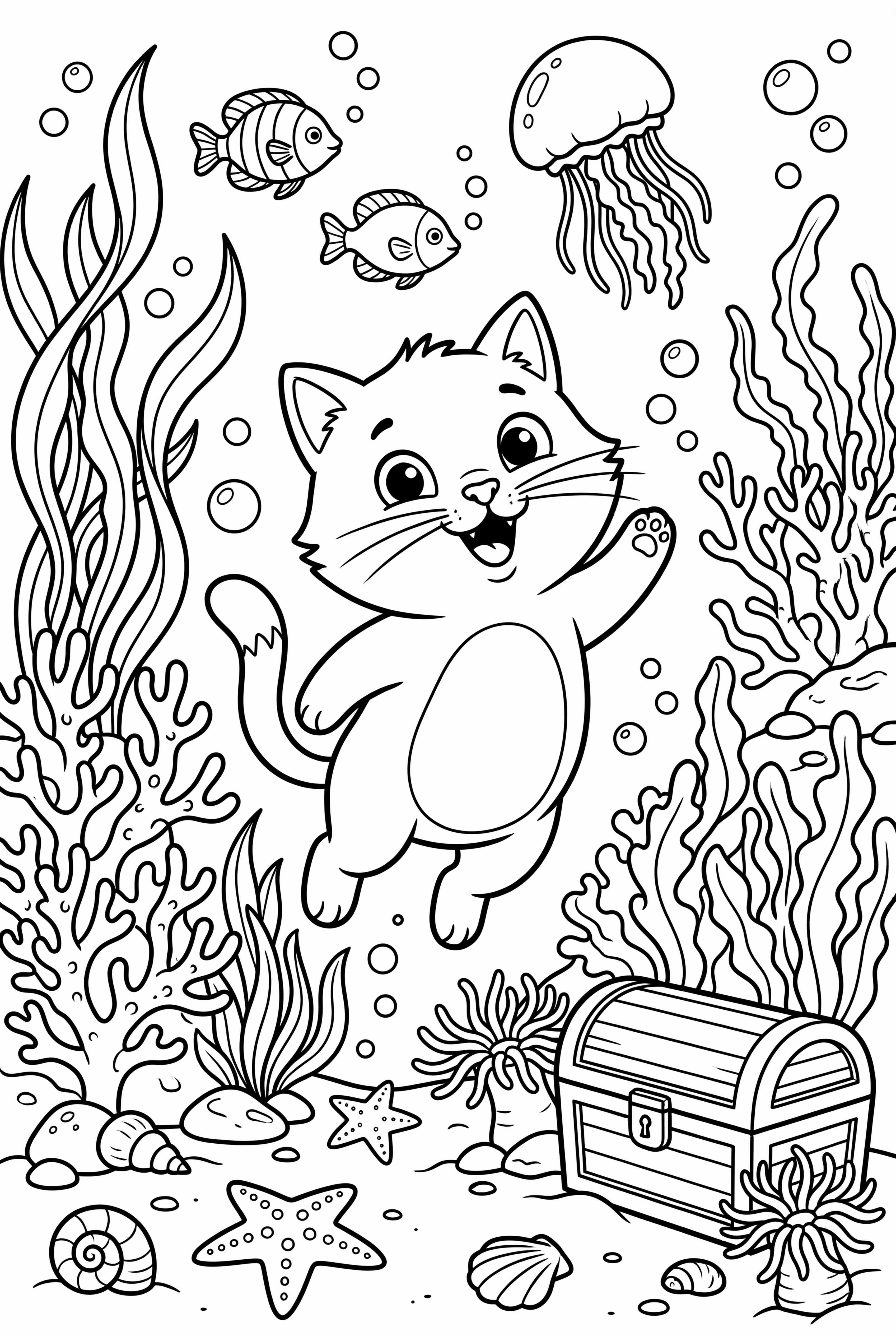 Gabby Cat Exploring A Magical Underwater World