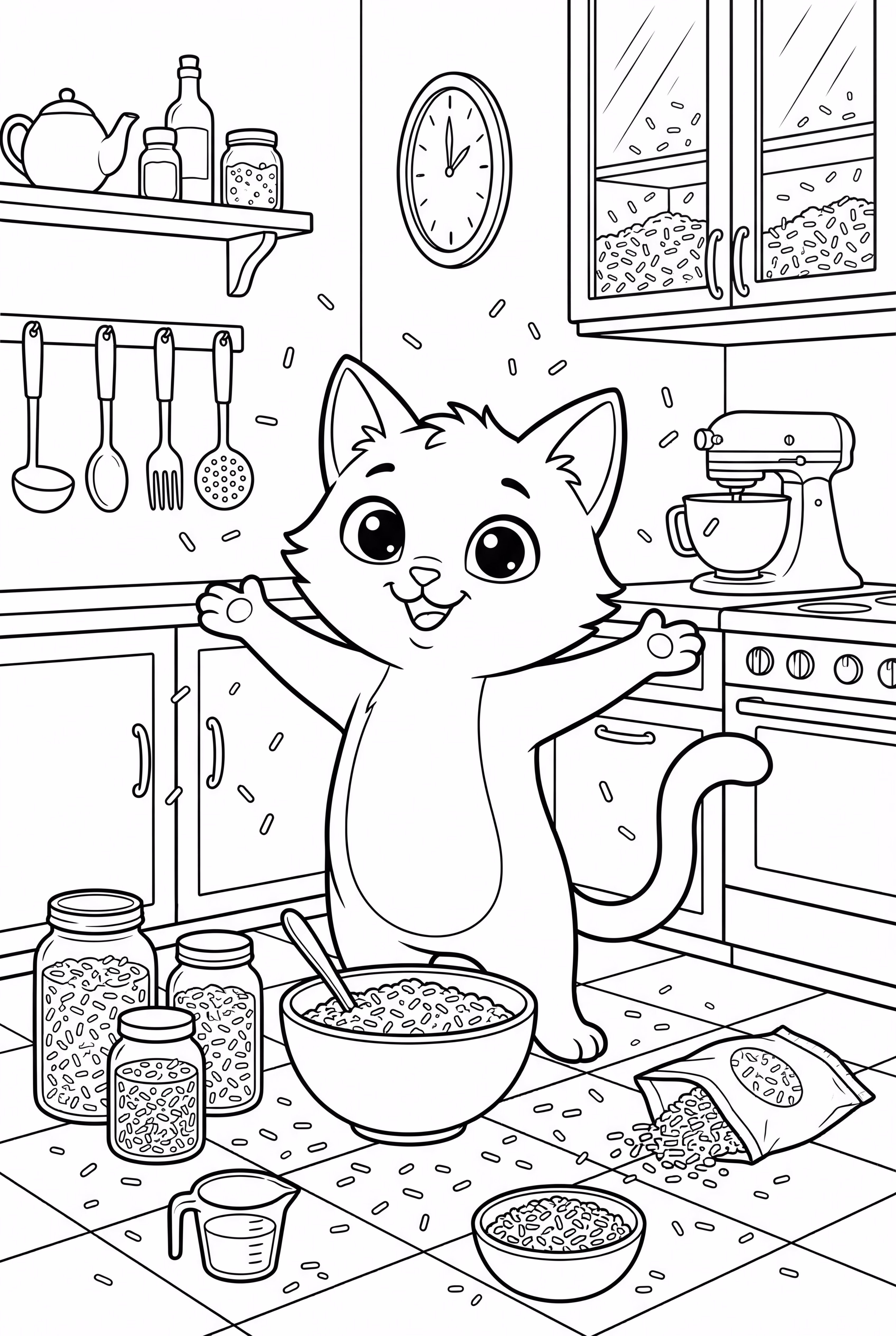 Gabby Cat en una cocina llena de confites