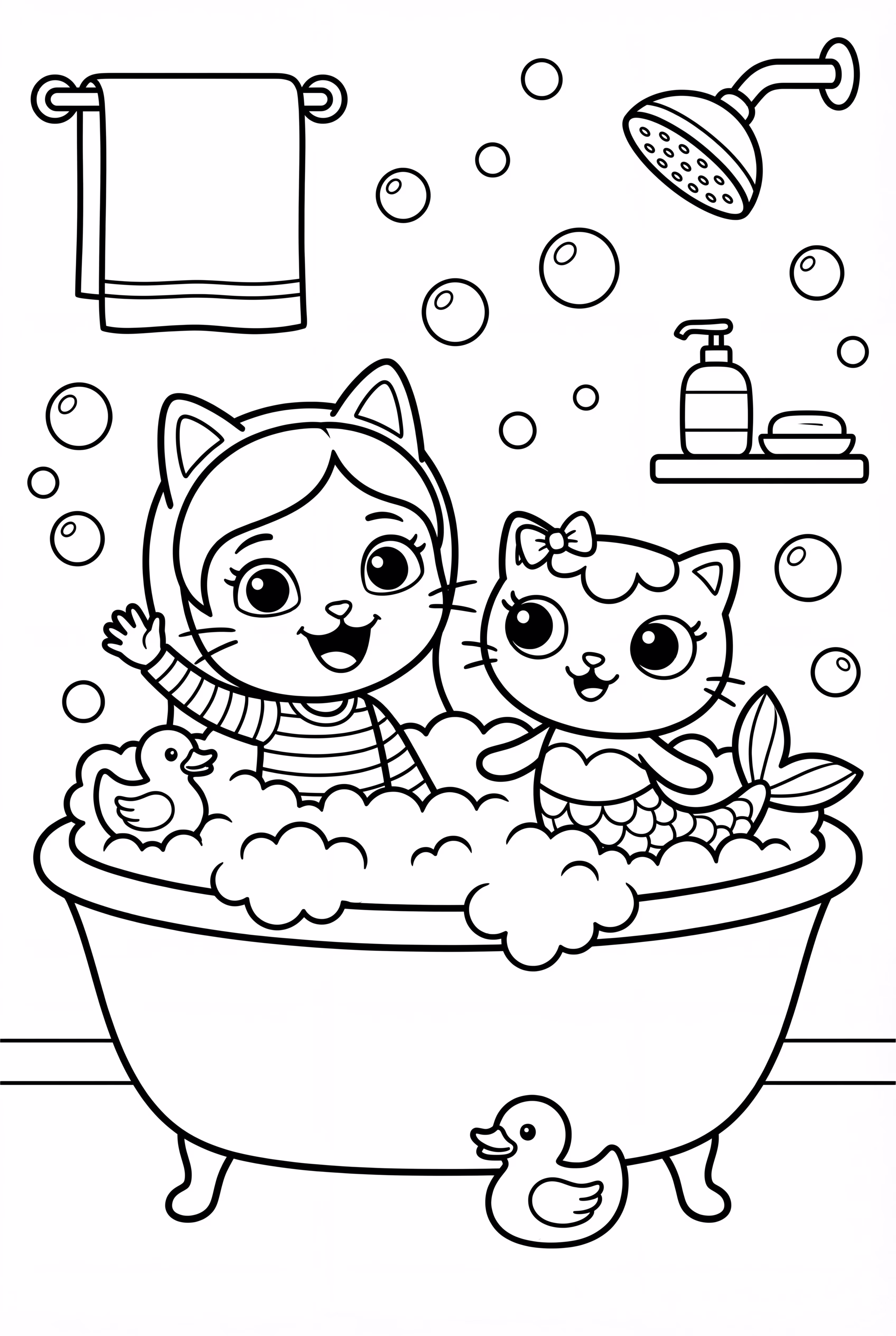 Gabby Cat en el baño con Mercat