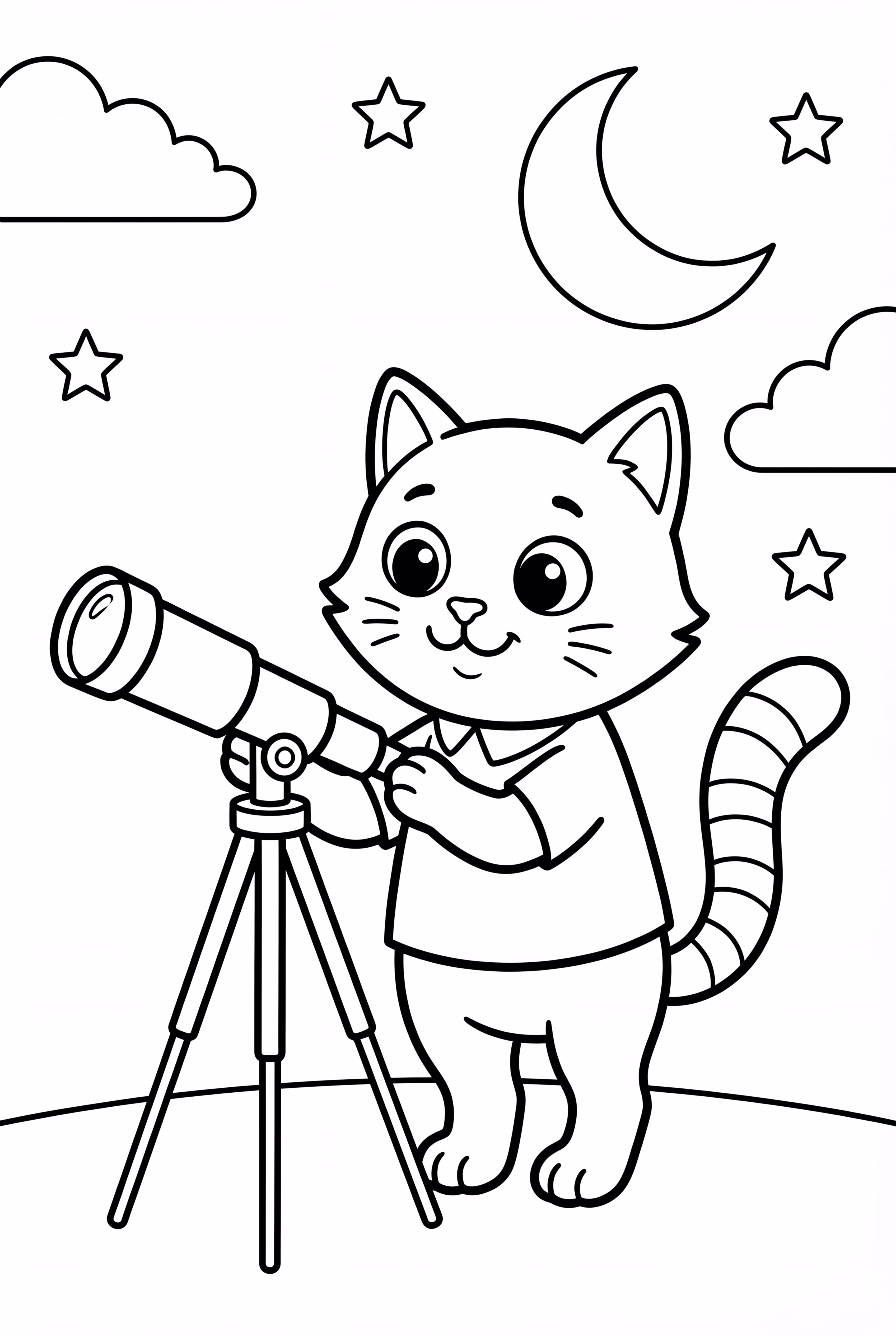 Gabby Cat Looking Through A Telescope