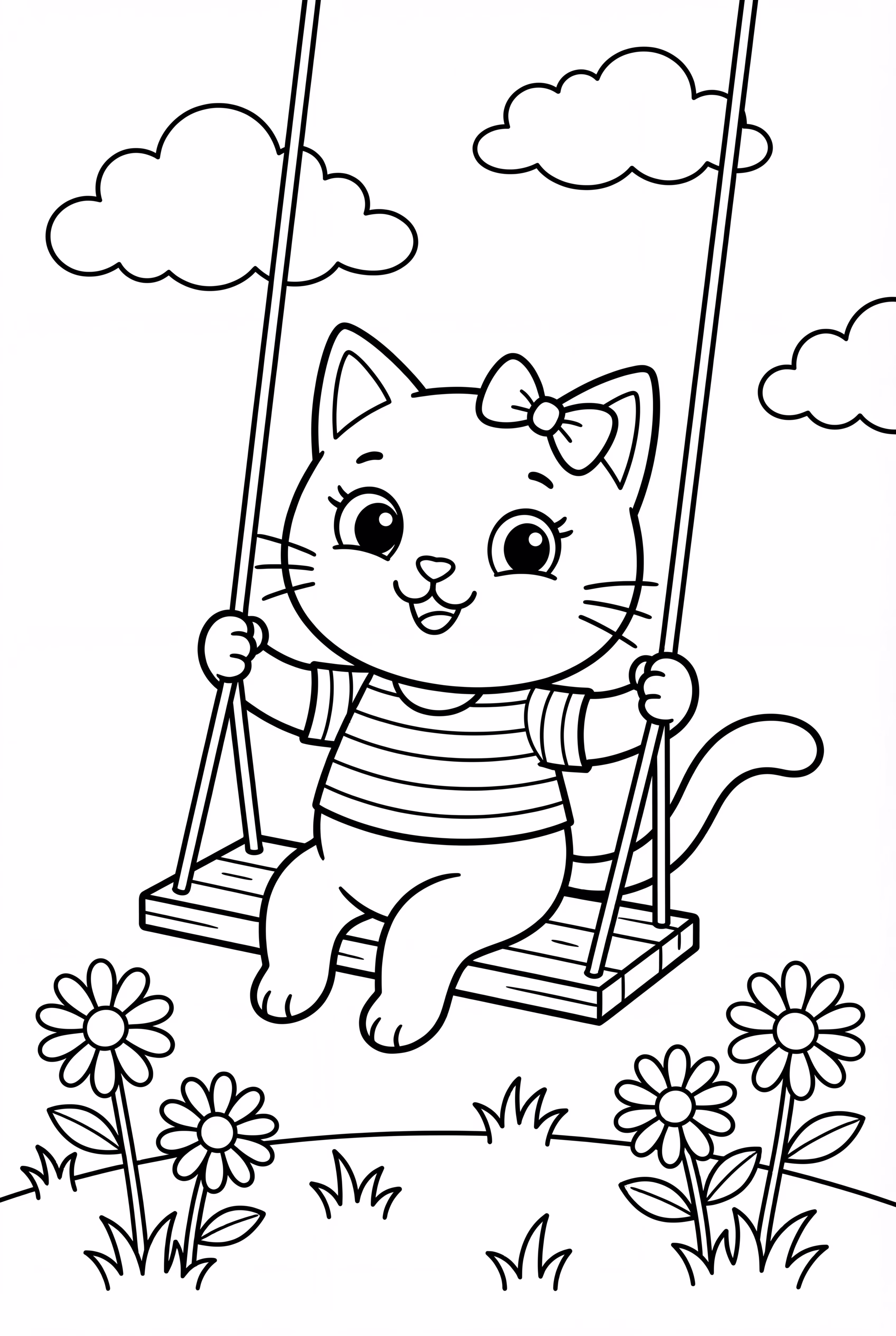 Gabby Cat On A Swing In The Garden