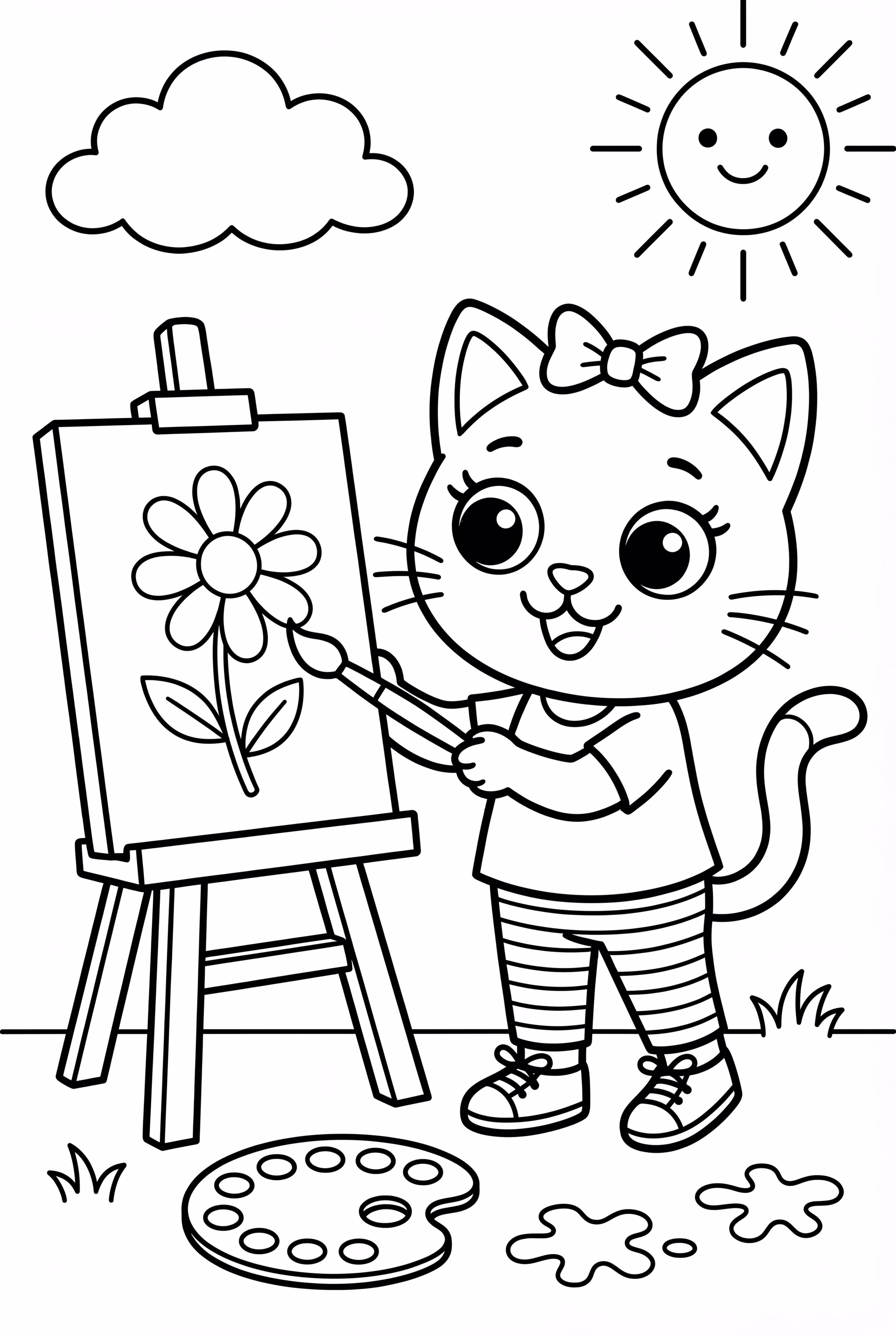 Gabby Cat Painting On An Easel