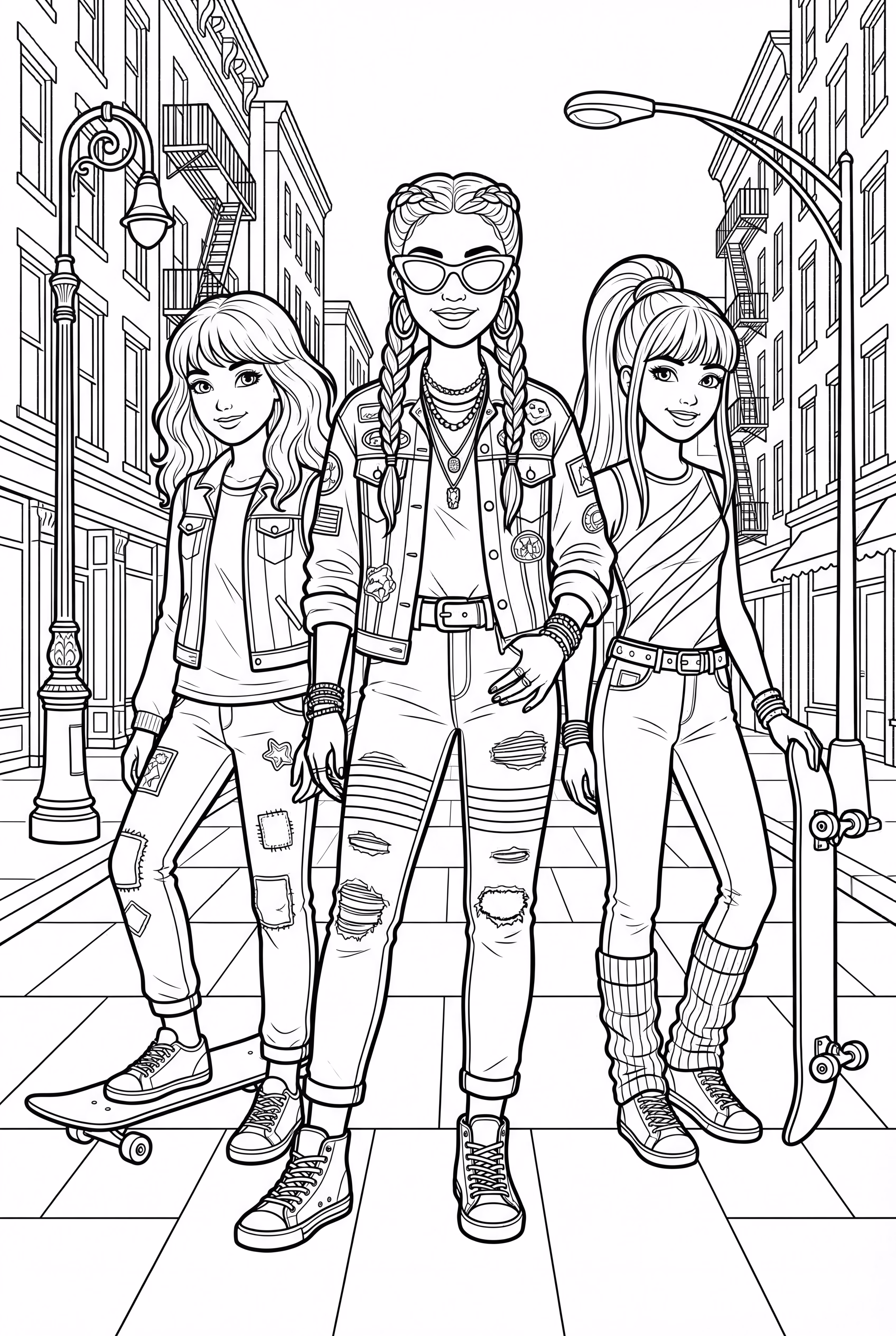 Gangsta Black Girl with Friends in the City-2