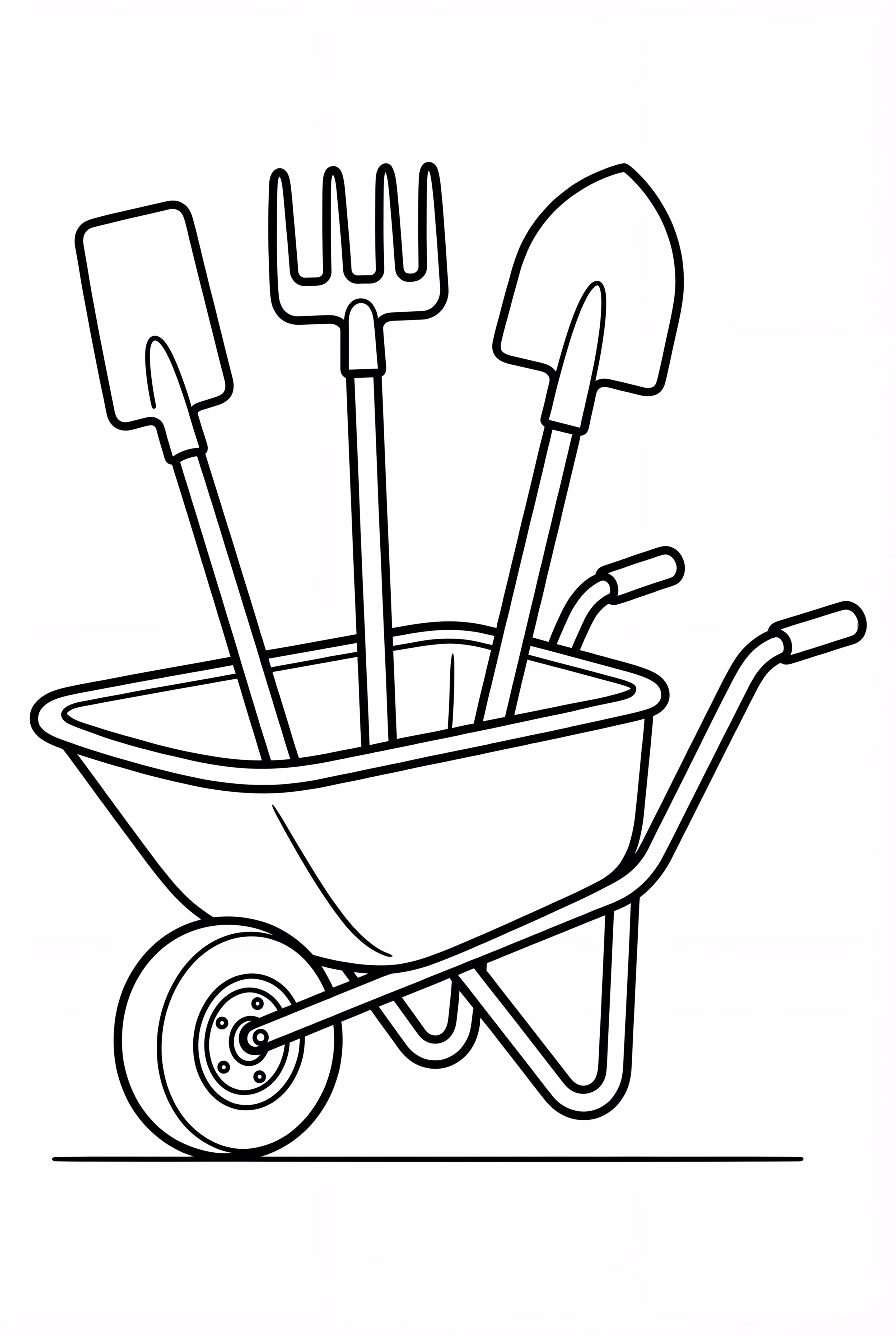 Garden Tools In A Wheelbarrow