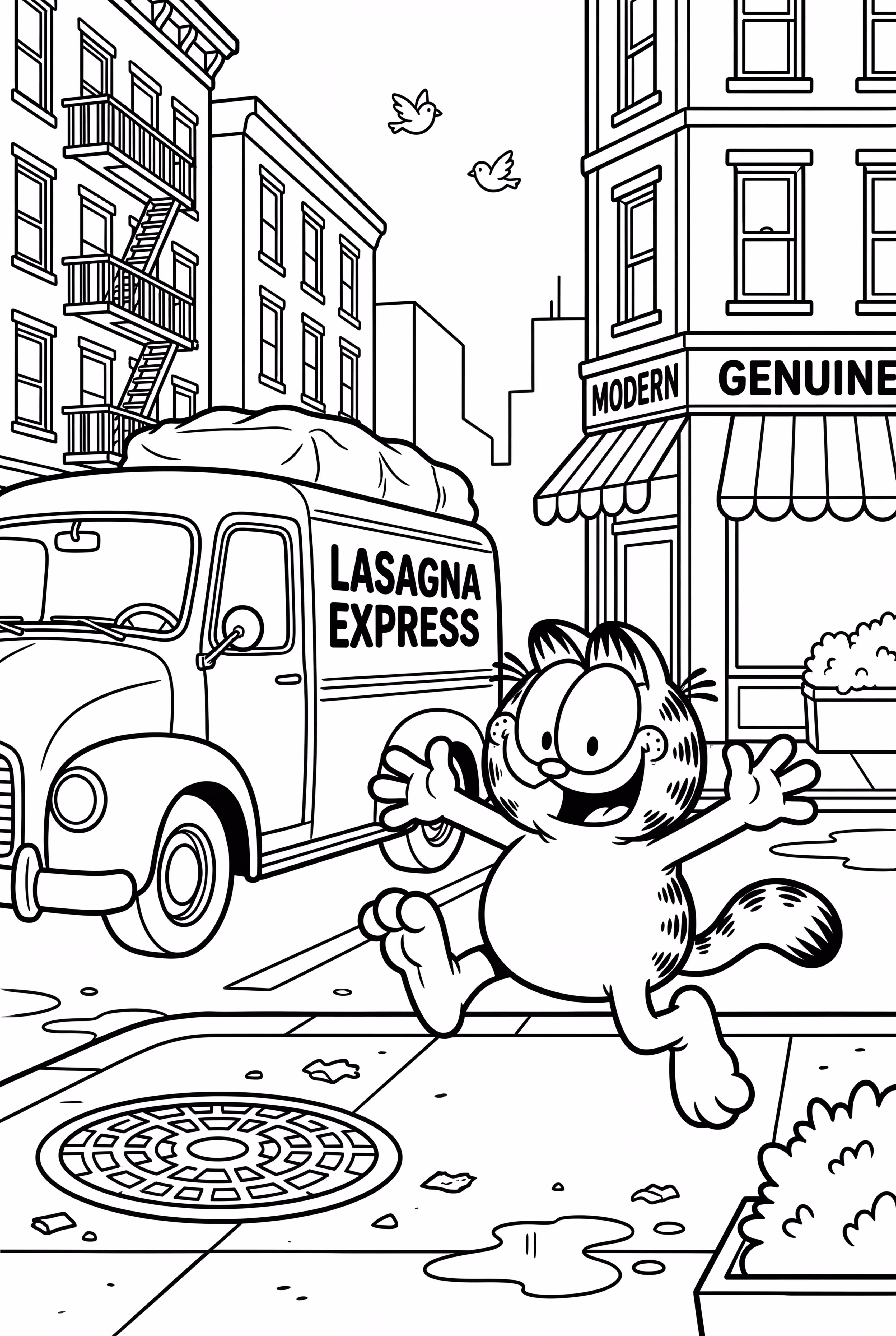 Garfield Chasing Lasagna Truck