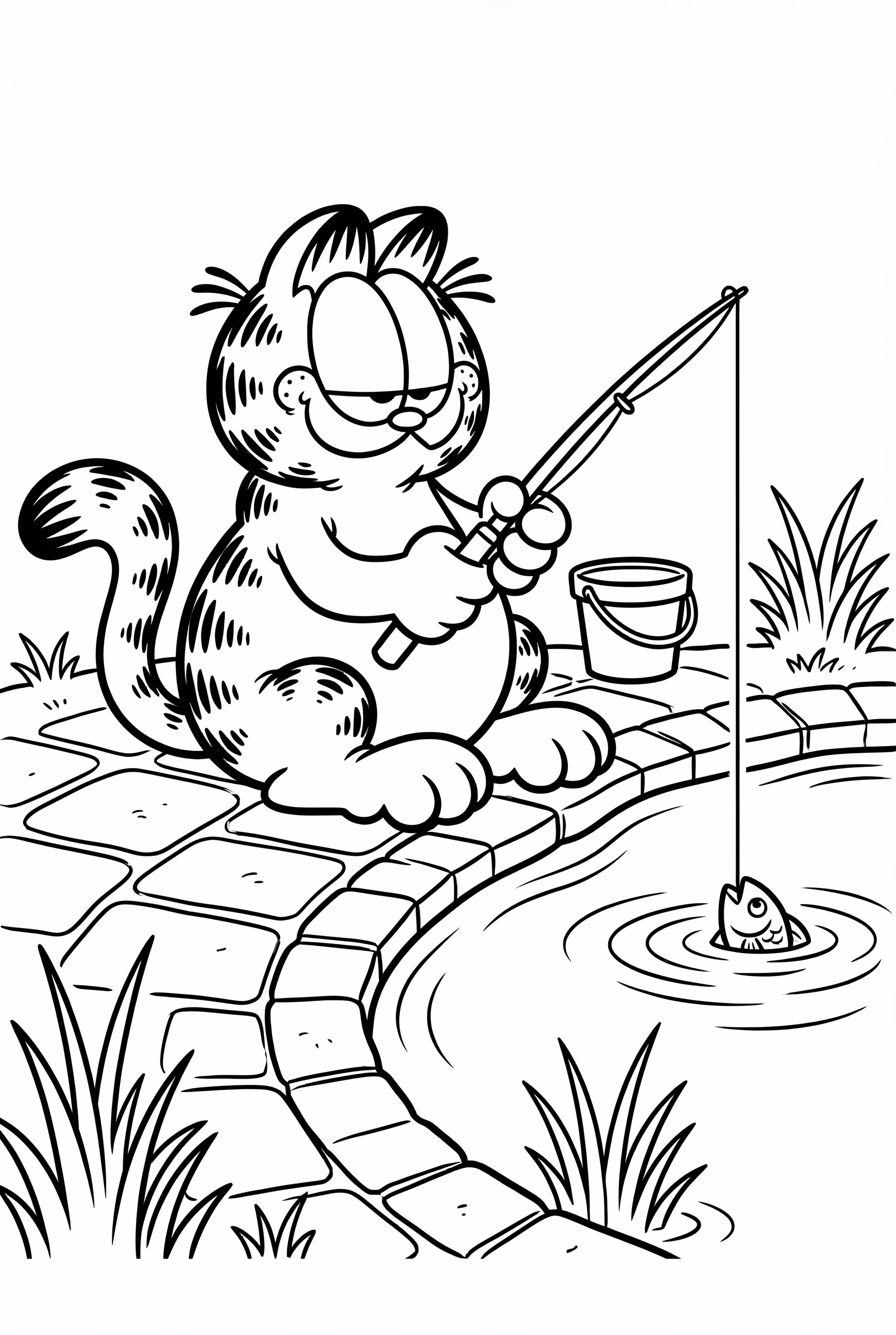 Garfield Fishing by the Pond