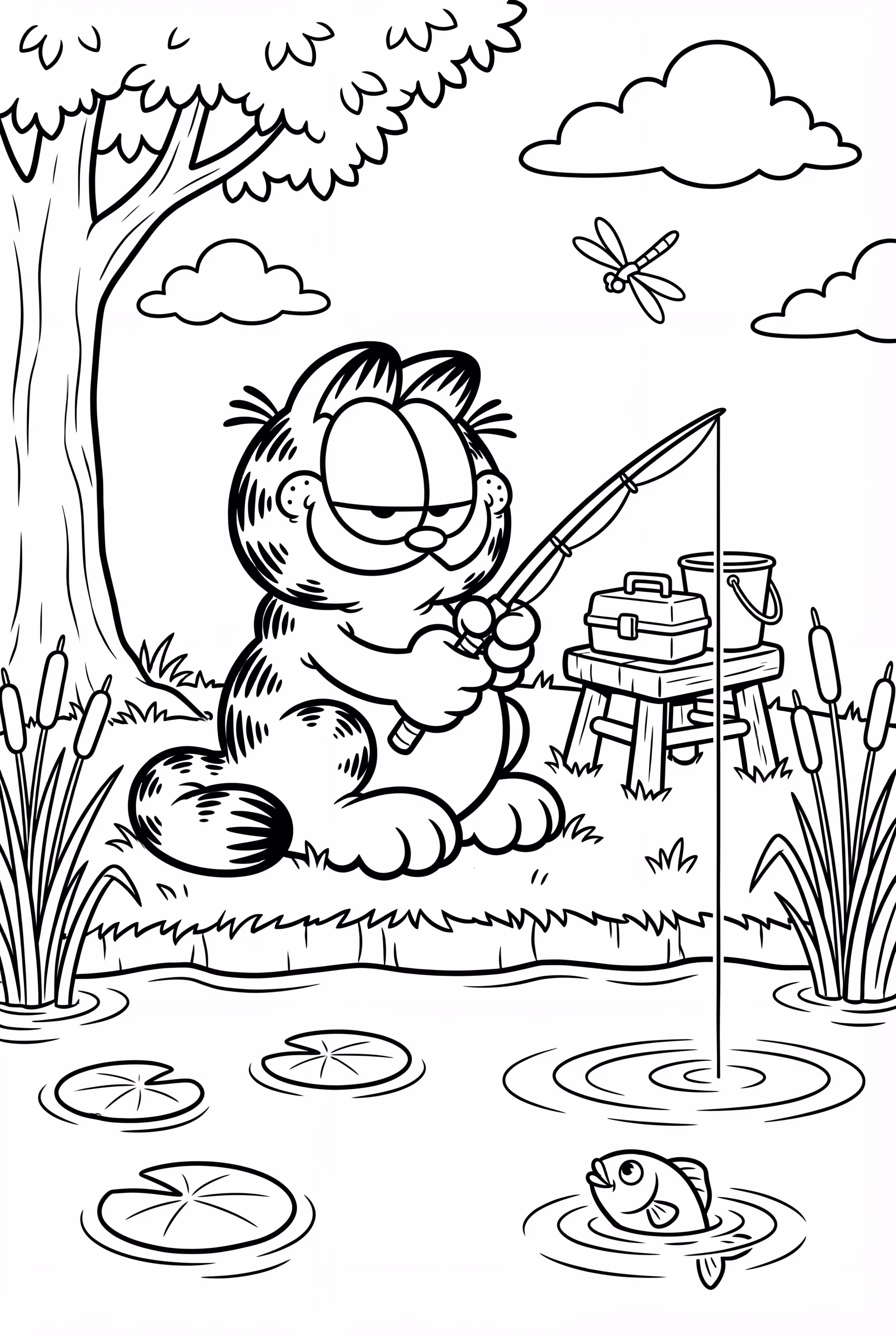Garfield Fishing by the Pond