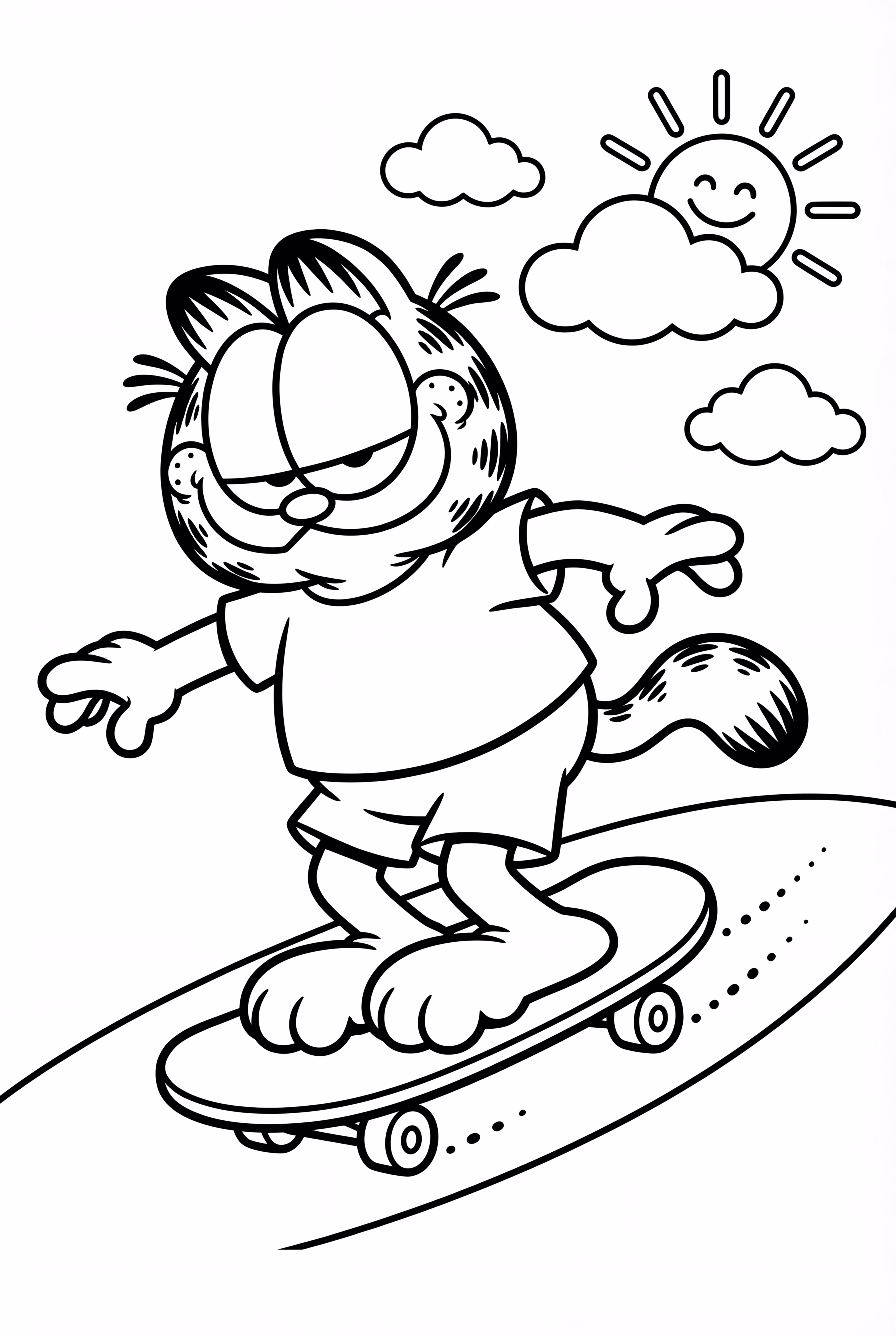 Garfield Riding a Skateboard
