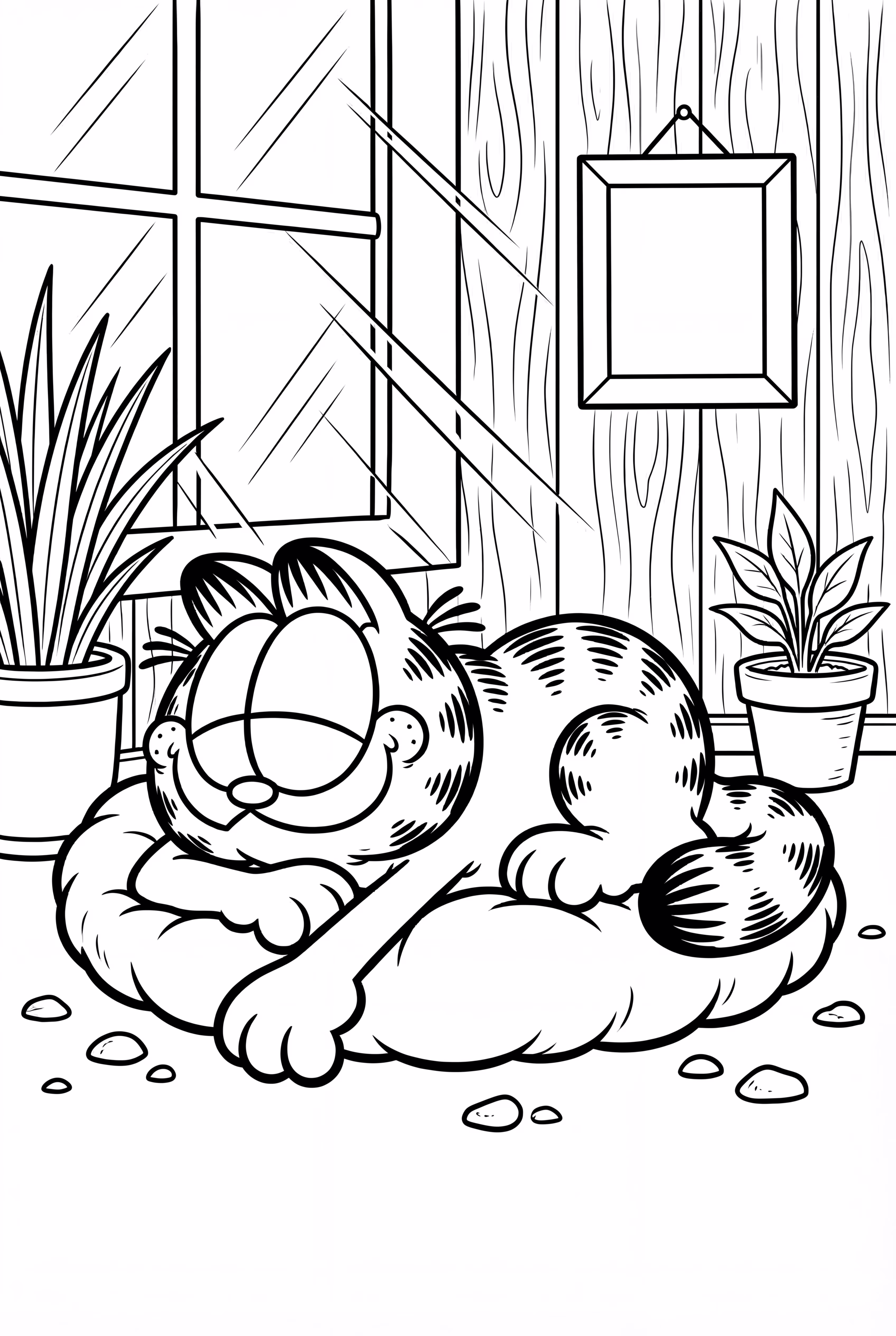 Garfield Sleeping in Sunny Spot