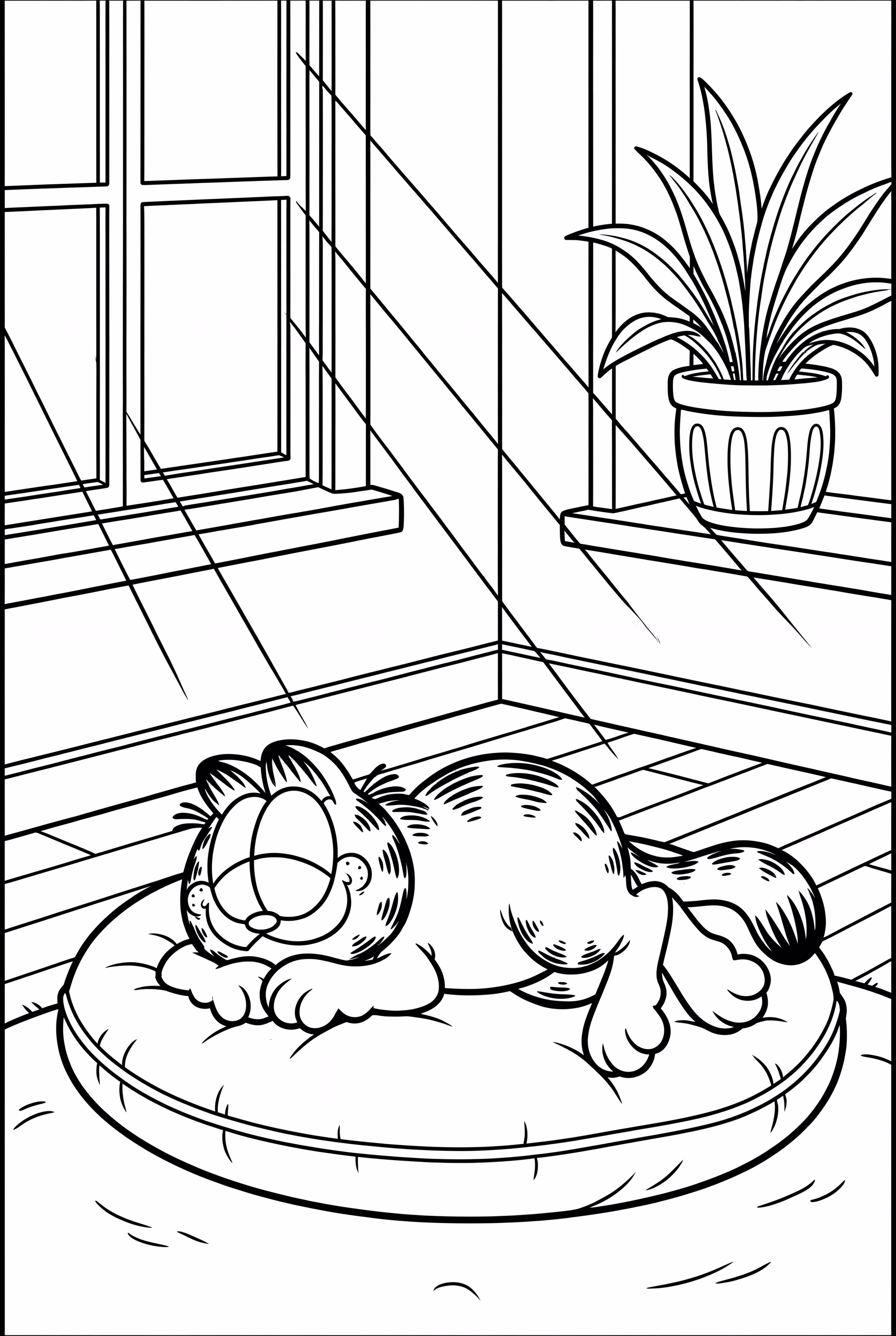 Garfield Sleeping in Sunny Spot