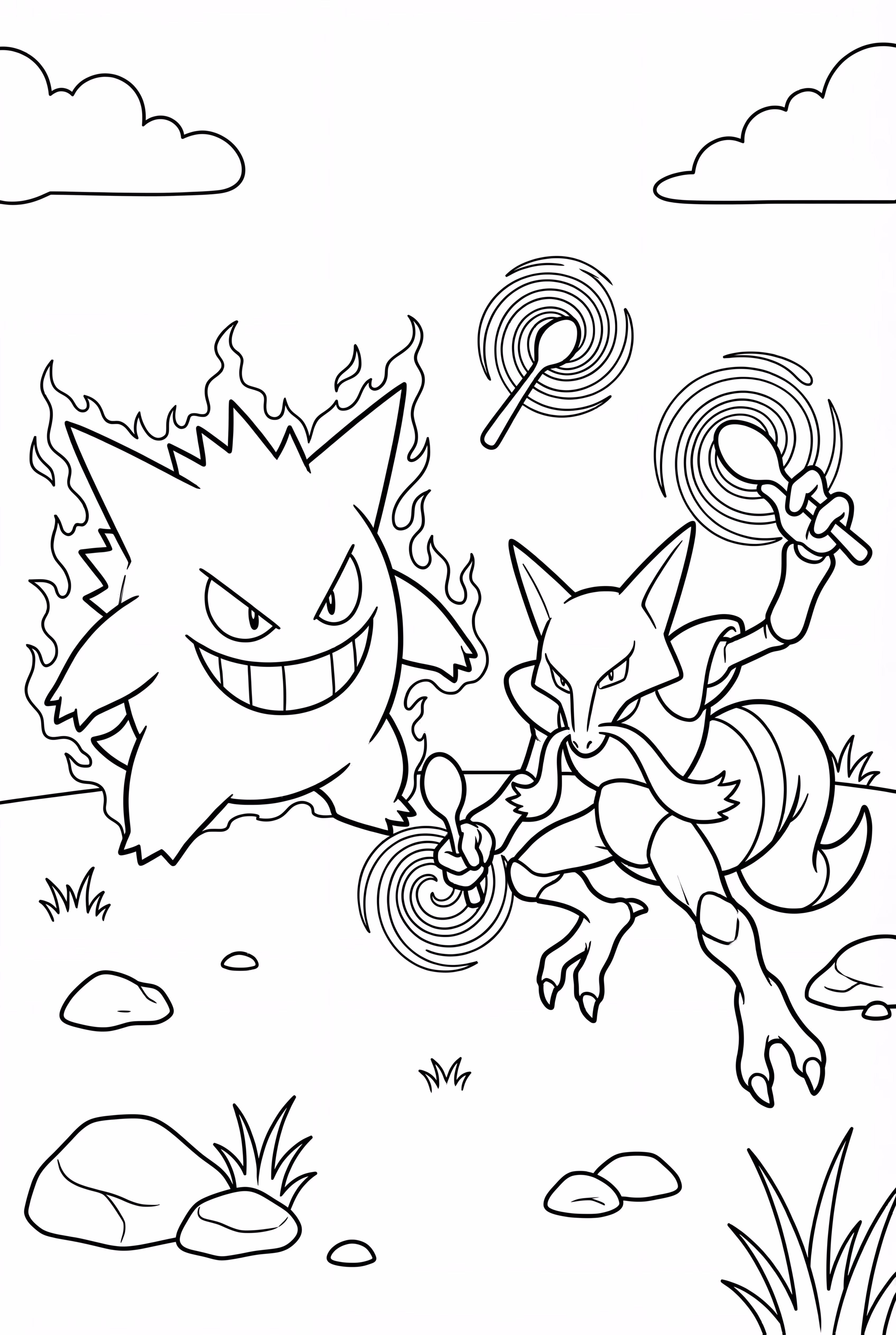 Gengar Battling Alakazam