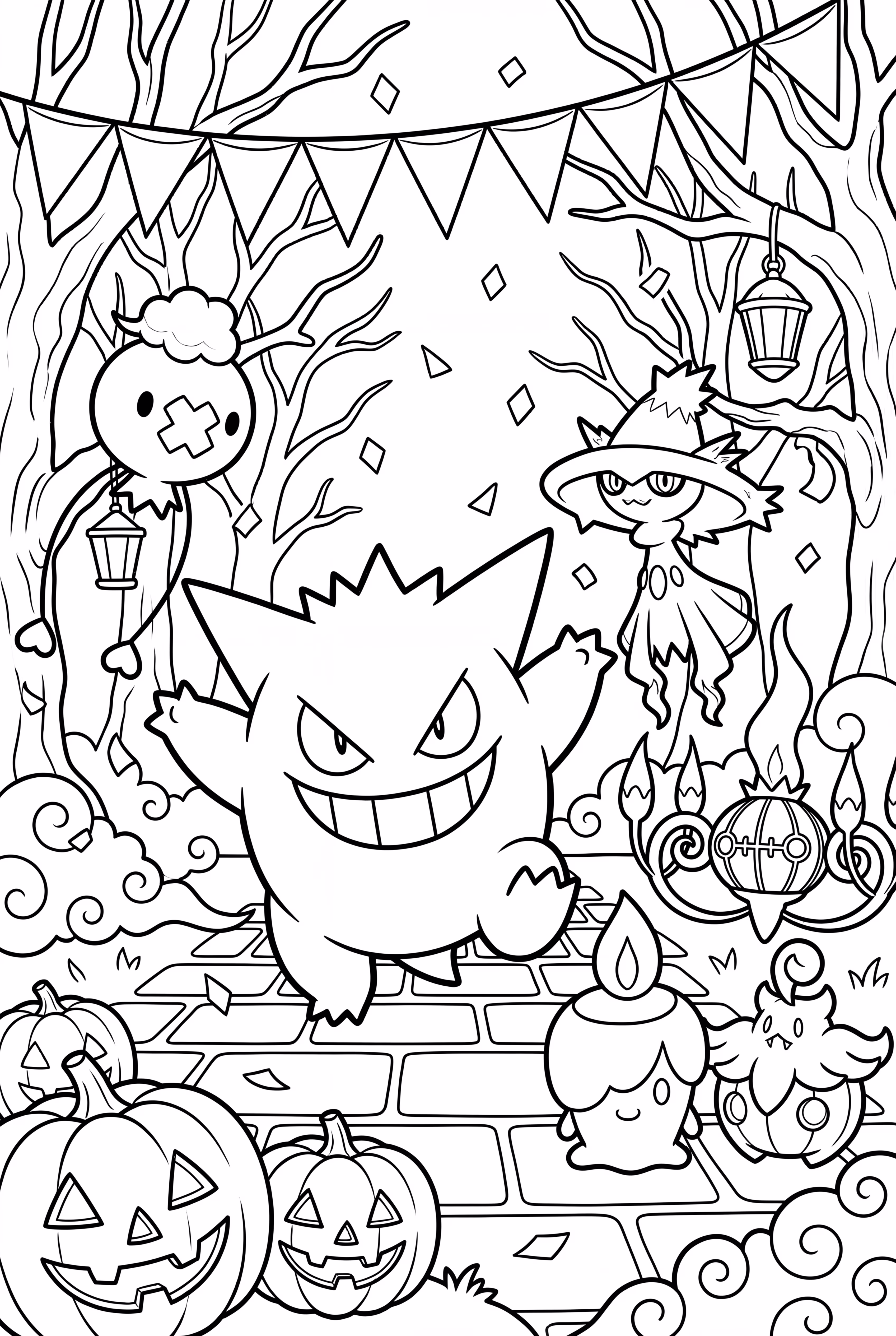 Gengar Leading a Parade of Ghosts