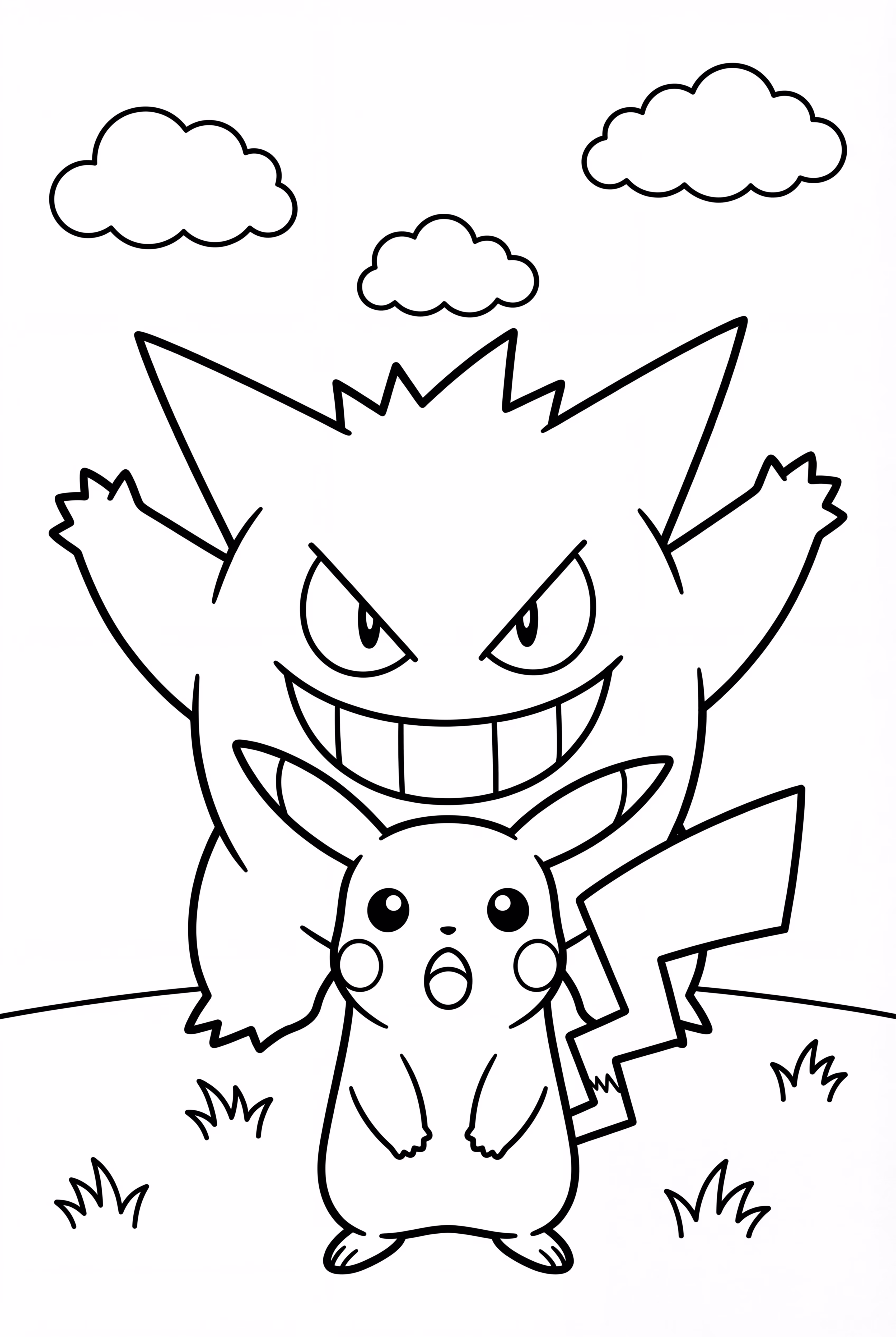 Gengar Playing a Prank on Pikachu