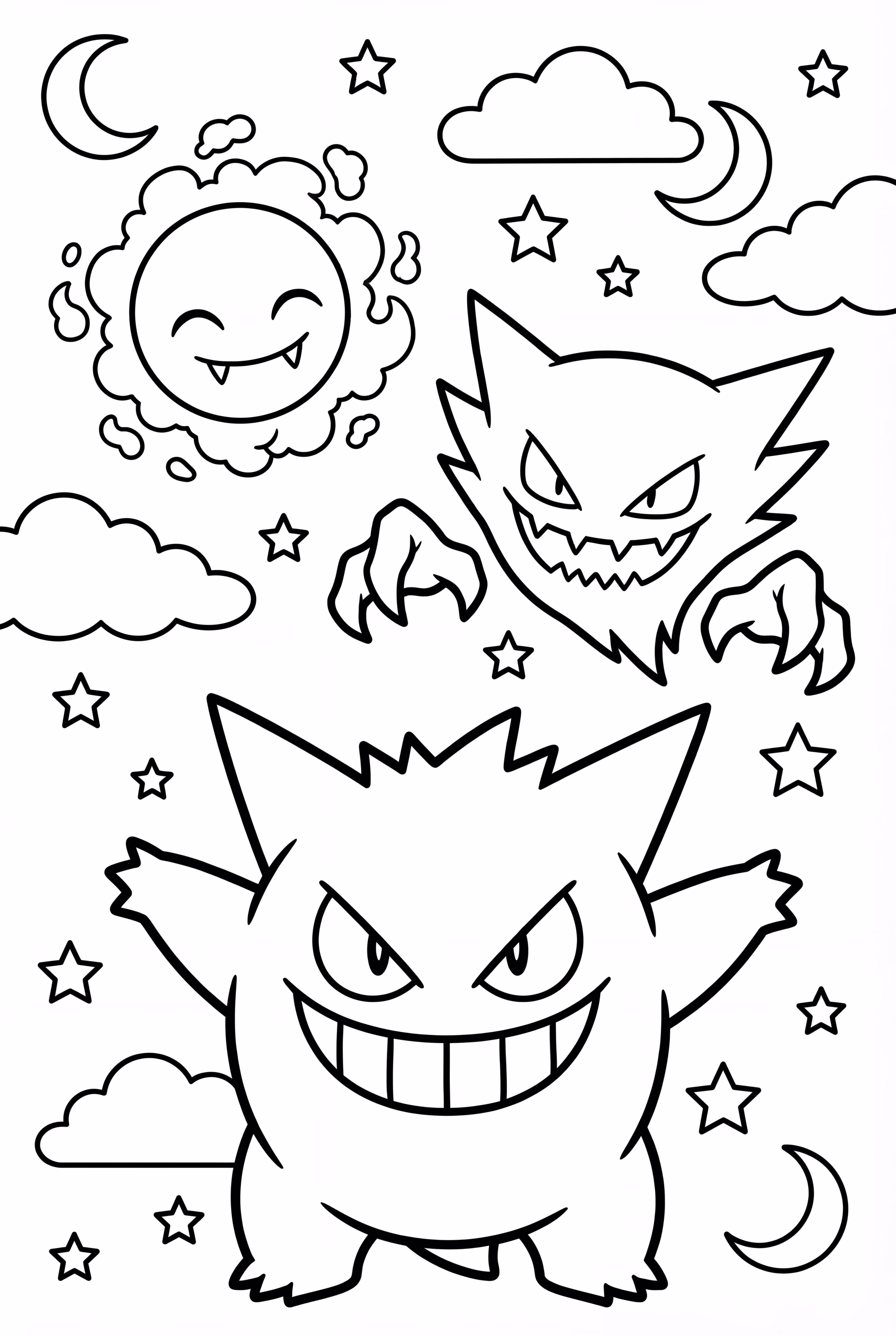 Gengar with Gastly and Haunter