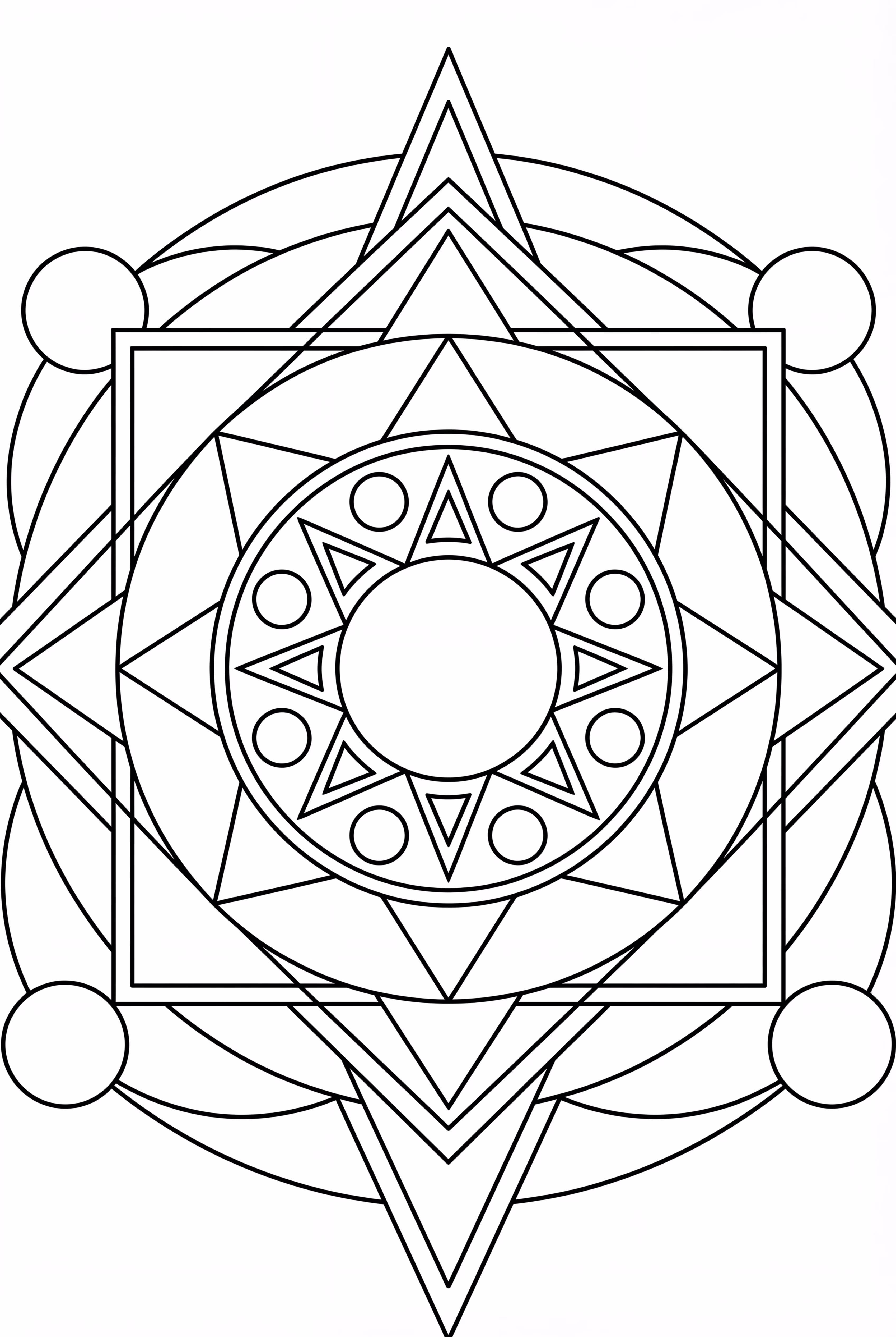 Geometric Mandala with Symmetrical Shapes