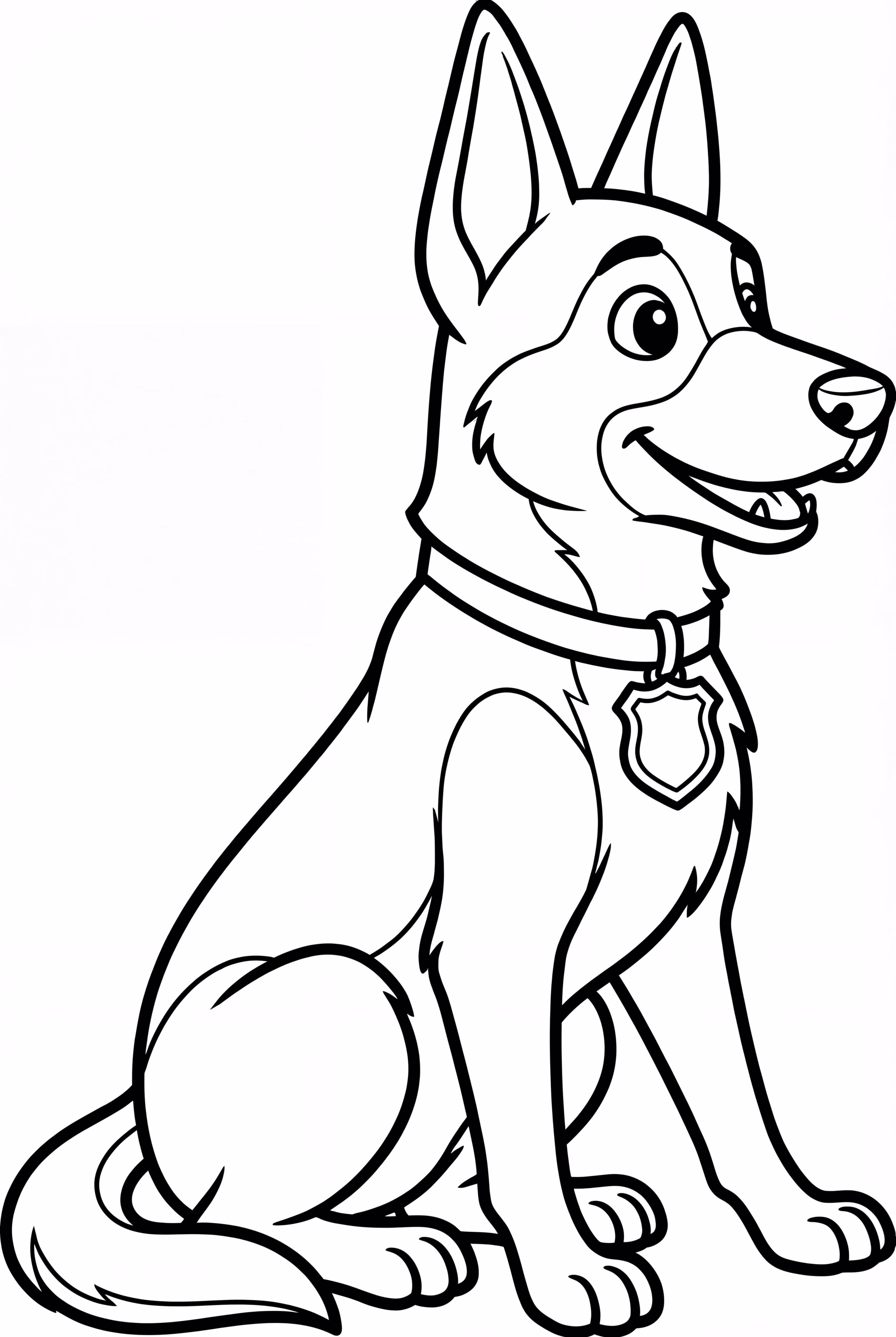 Cão Policial Pastor Alemão Sentado